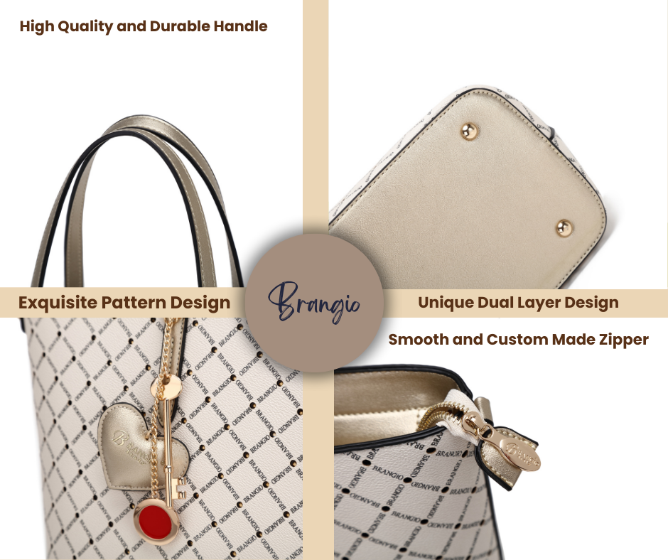 Brangio Italy Luxe Diamond Love Crystal Stud Tote Bag
