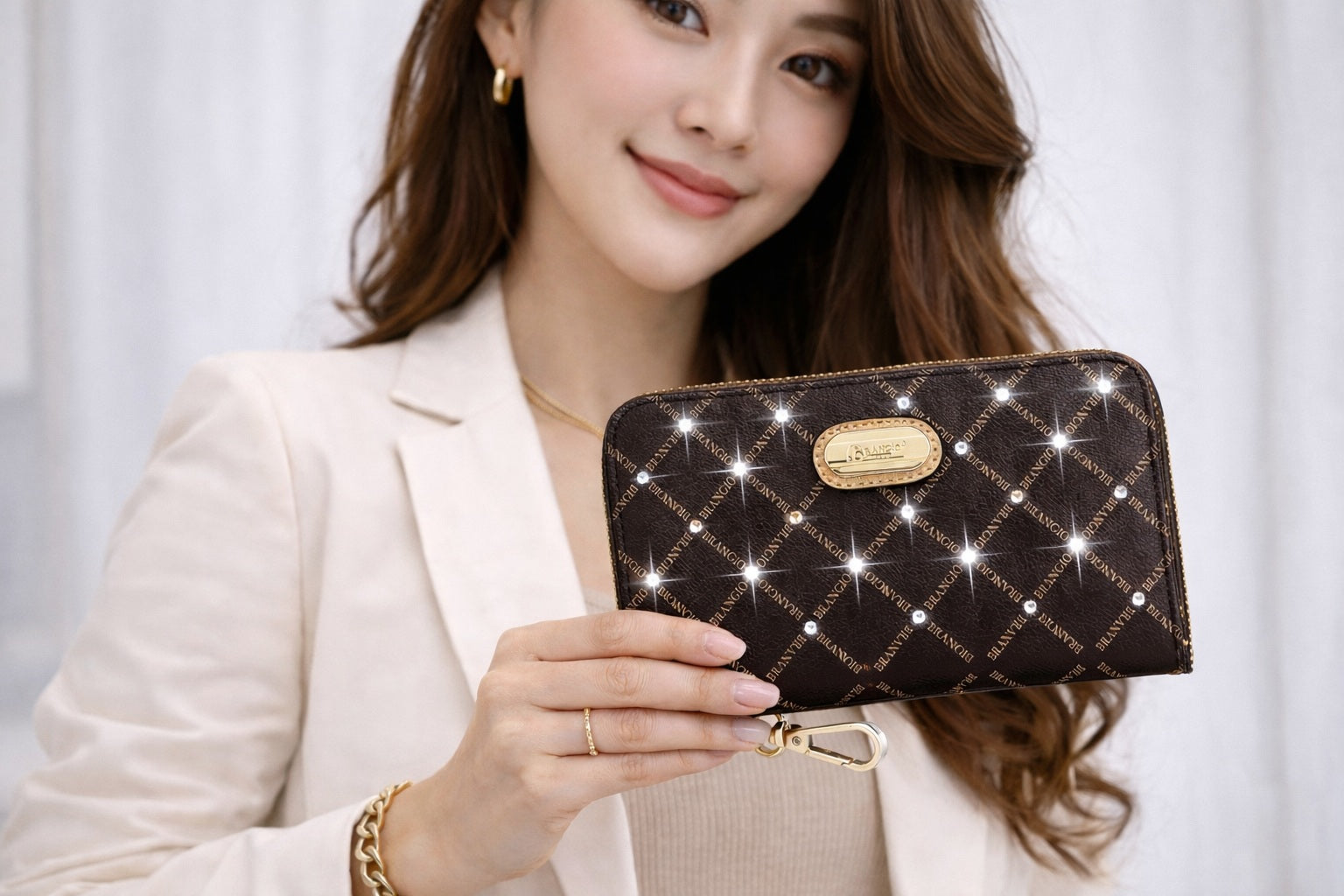 Brangio Italy Stylish Monogram Zippered Wristlet Wallet