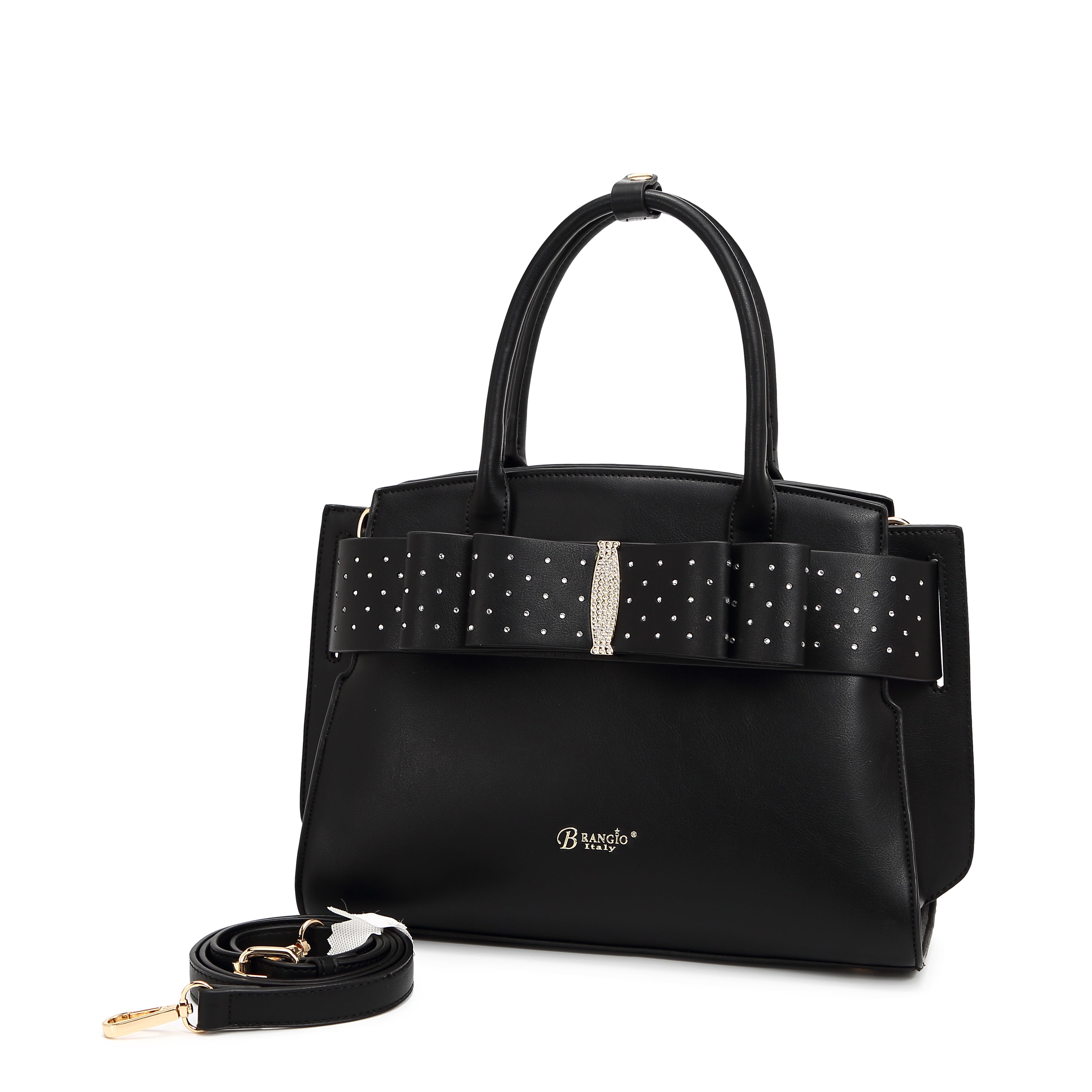 Brangio Italy Elegant Bow Ribbon Romance Handbag with Rhinestones