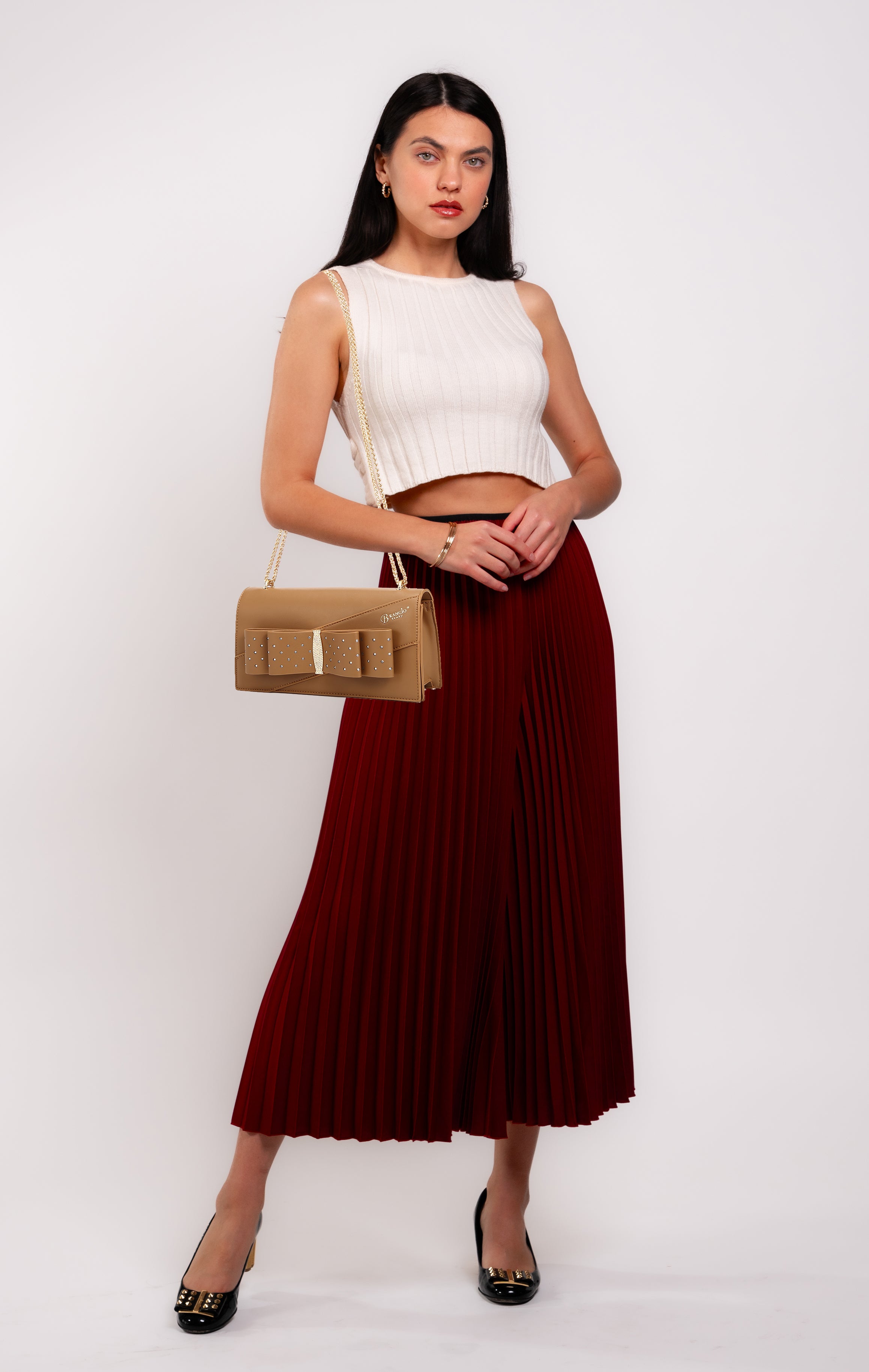 Brangio Italy Sage Bow Clutch Crossbody Bag