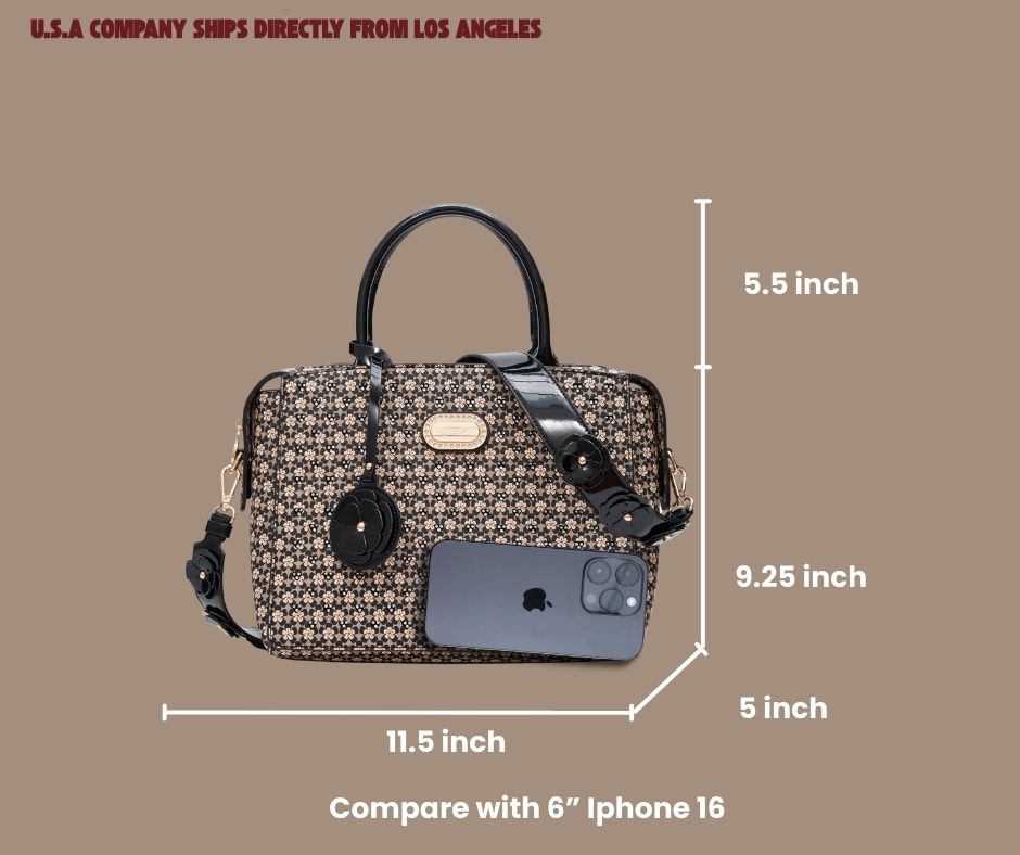 Brangio Italy Heart Stud Satchel Bag – Floral Strap Designer-Inspired Crossbody Handbag