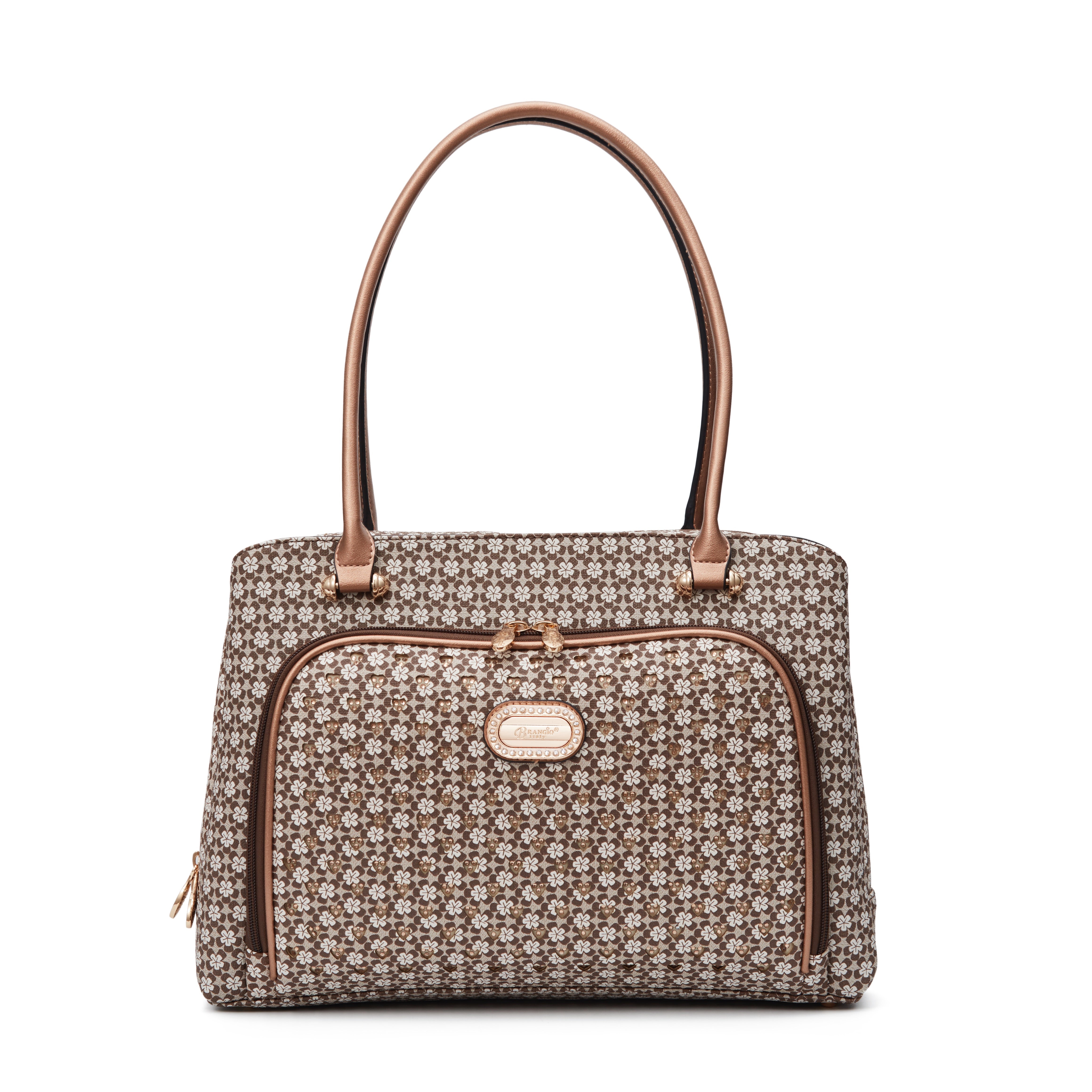 Brangio Italy Luxury Floral Pattern Designer Laptop Tote Bag