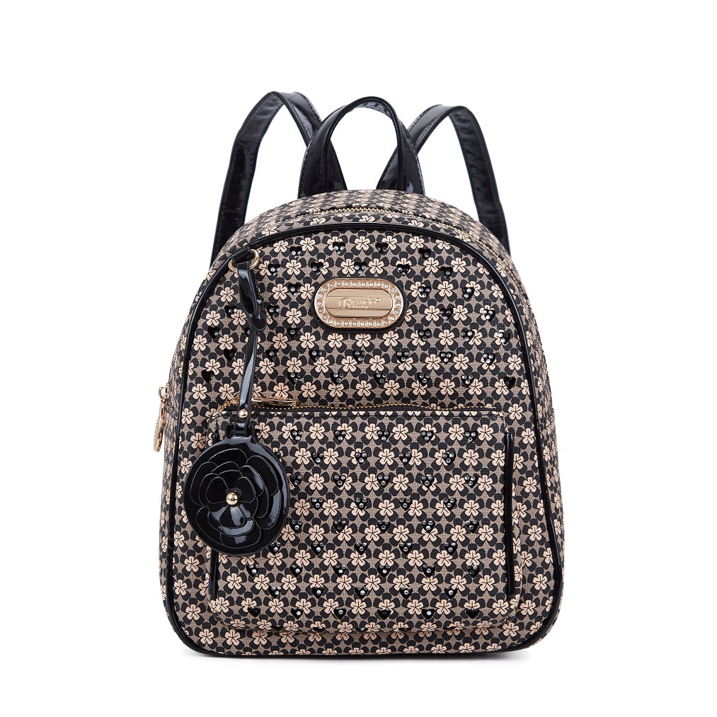 Brangio Italy Floral Rose Gold Accents Mini Backpack