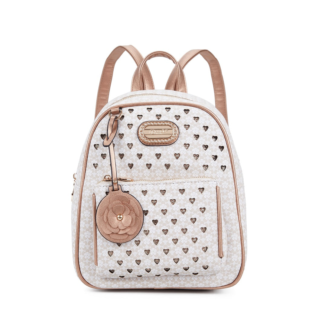 Brangio Italy Floral Rose Gold Accents Mini Backpack