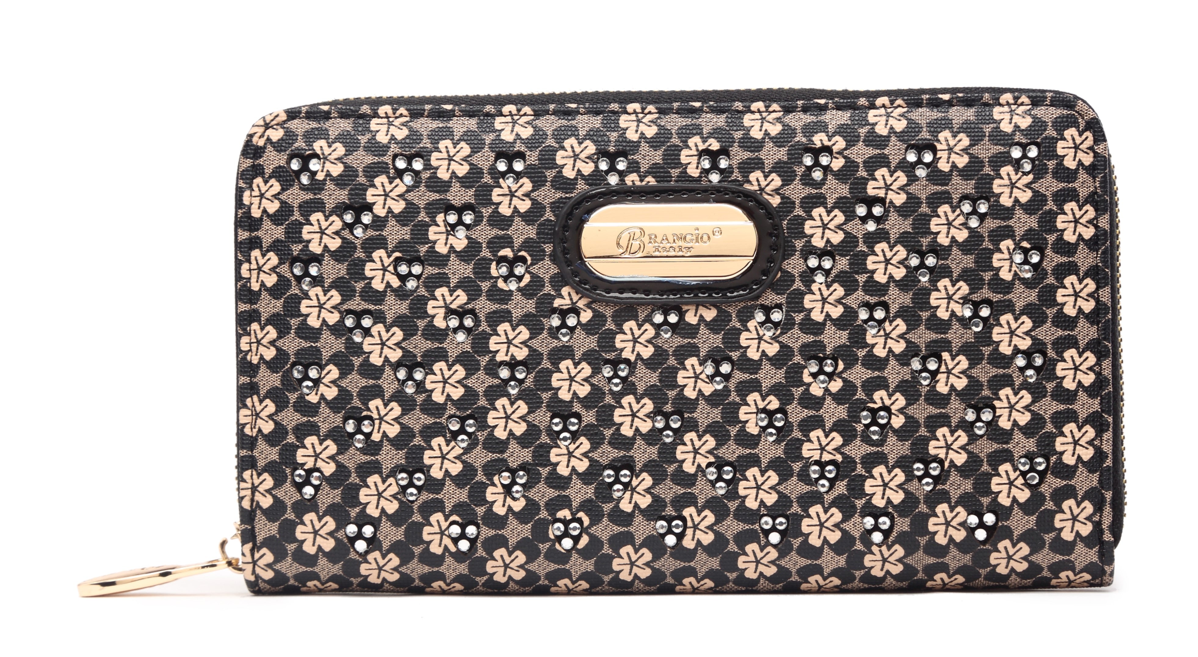Brangio Floral Embellished Zip-Around Wallet