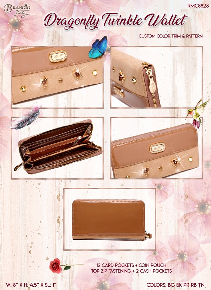 Brangio Italy Elegant Patent Leather Zippered Wristle Wallet