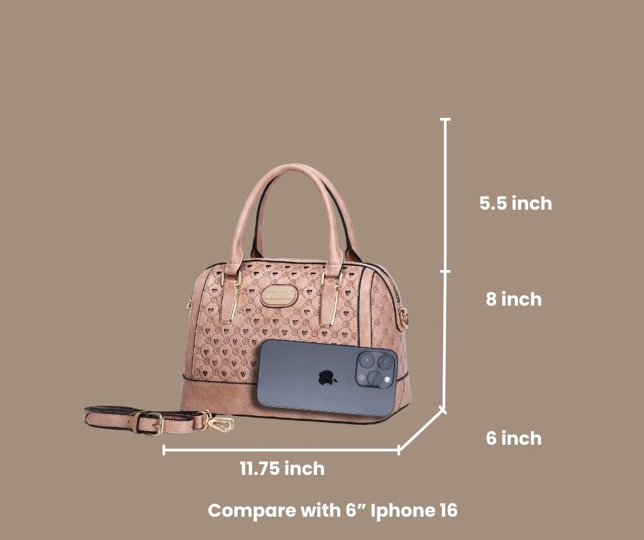 Brangio Italy Monogram Dome Handbag – Satchel with Embossed “B” Heart Print