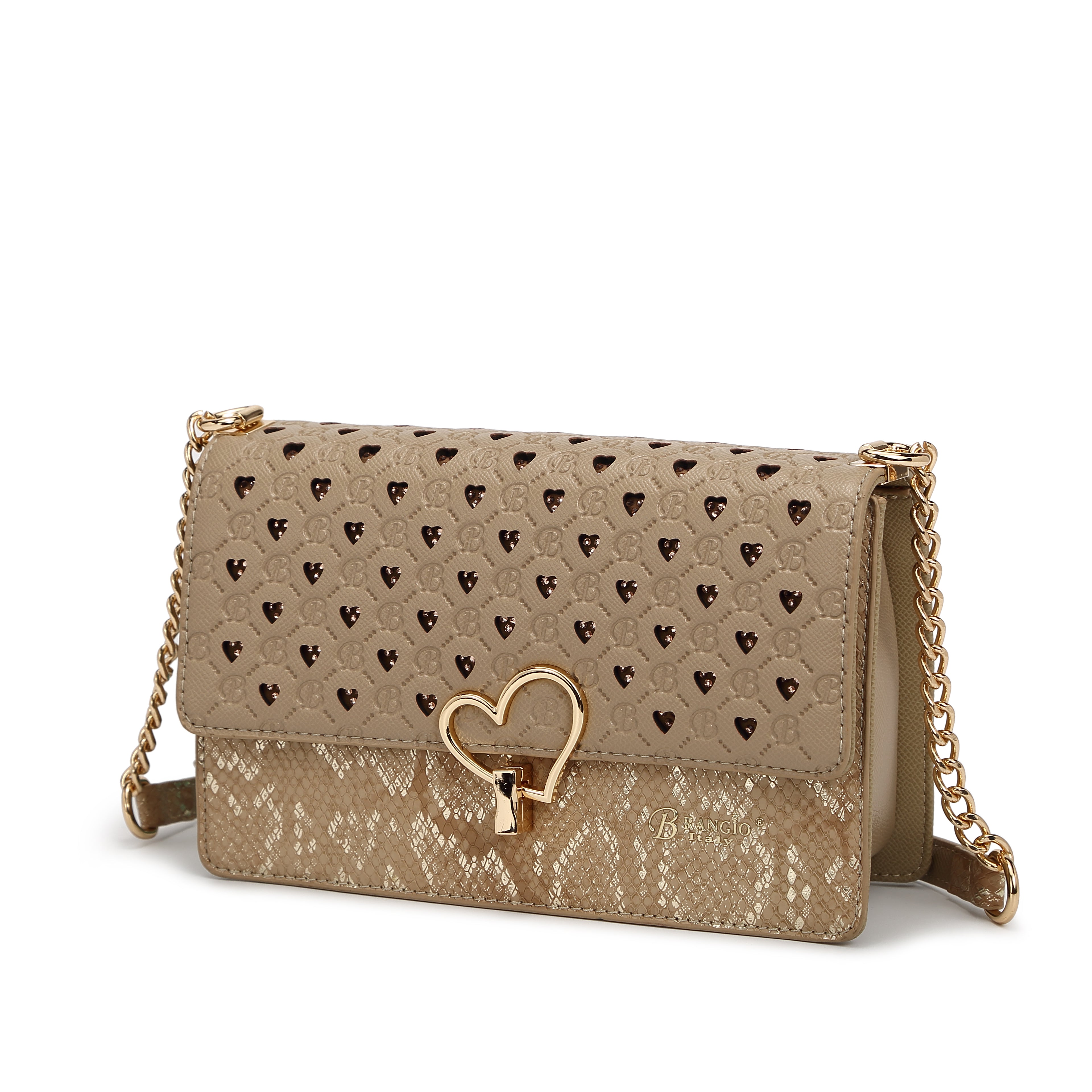 Brangio Elegant Heart-Patterned Crossbody Bag