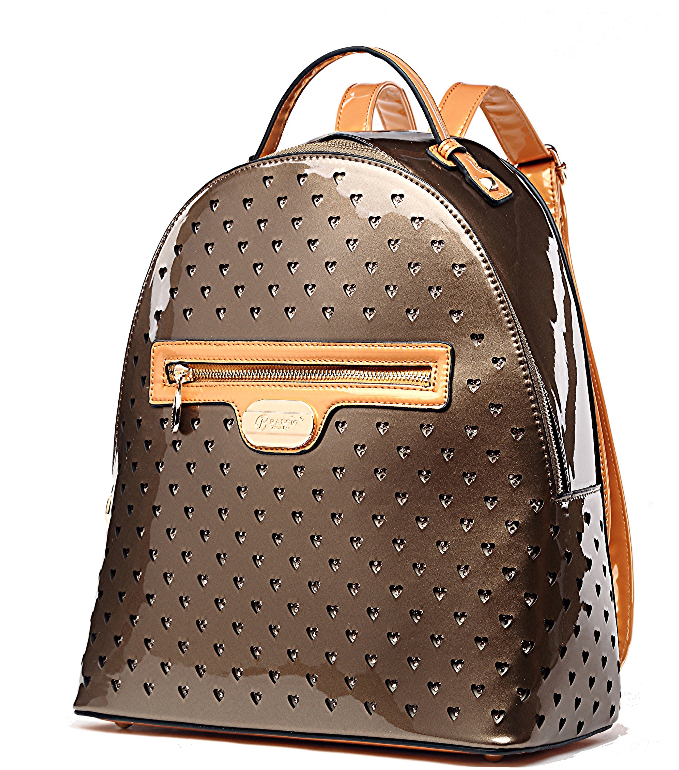 Brangio Luxury Studded Leather Hearts Backpack
