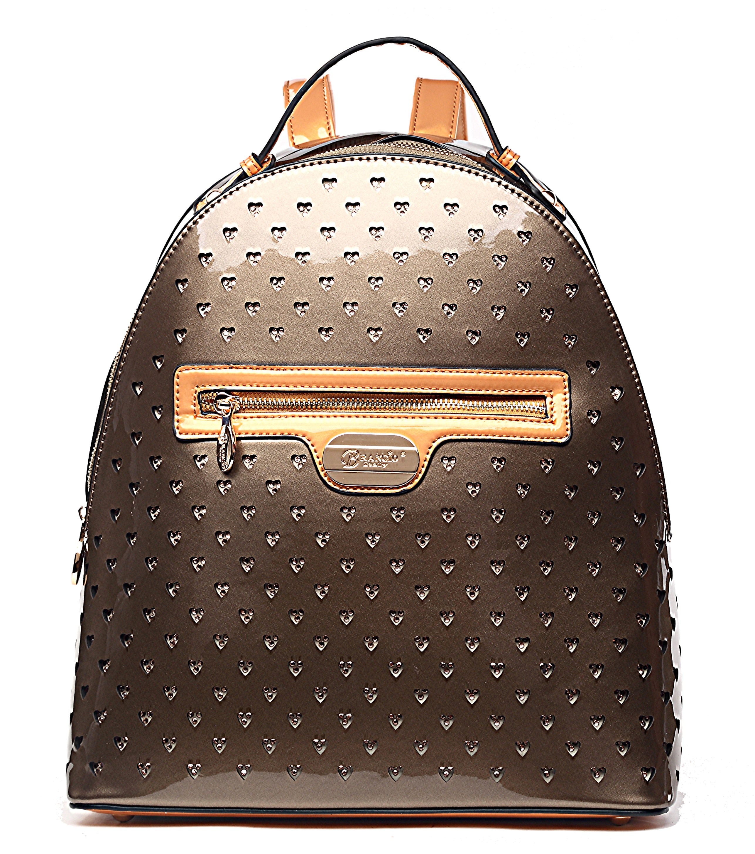 Brangio Luxury Studded Leather Hearts Backpack