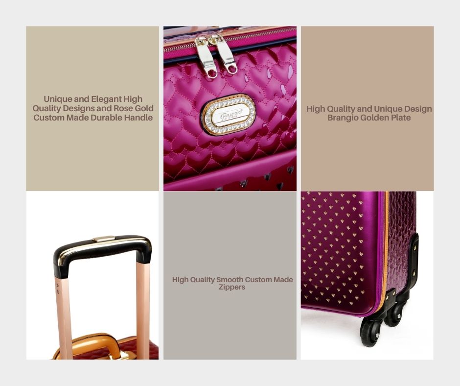 Brangio Italy Starz Art Retro 3PC Set | Luxury Women Overnight Bag Set with Spinning Wheels