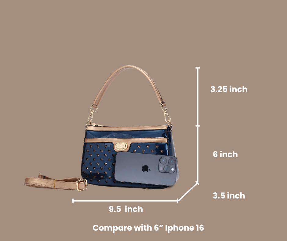 Brangio Italy Luxury Heart Studded Shoulder & Crossbody Bag