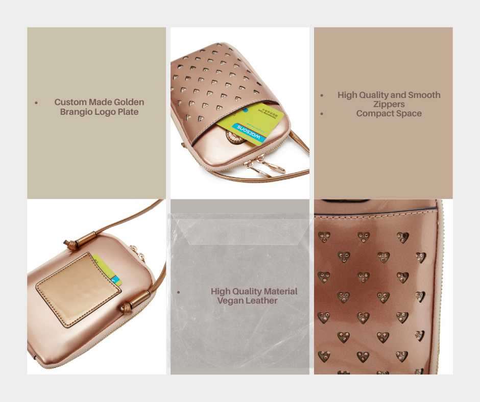 Brangio Italy Heart Stud Mini Patent Leather Phone Purse