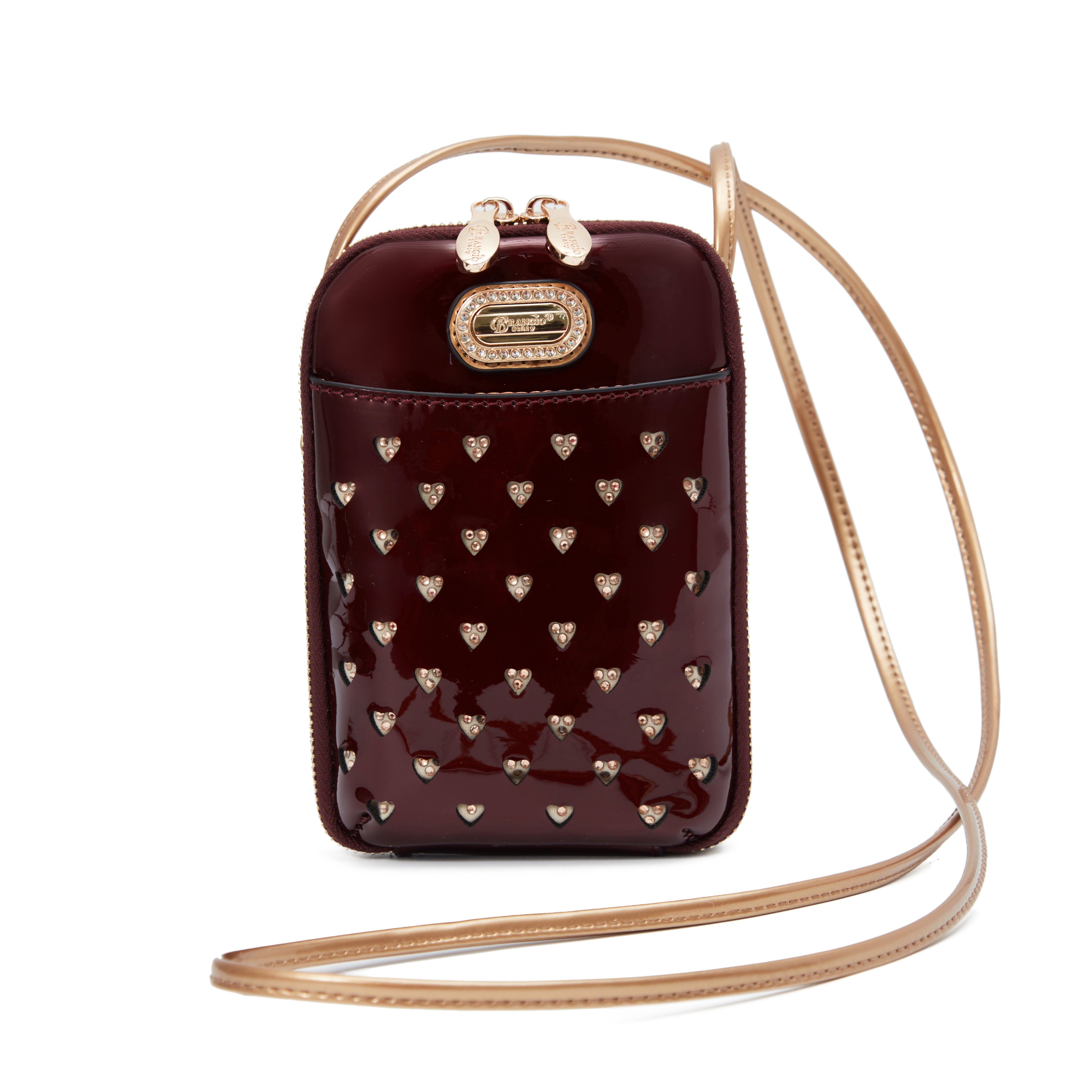 Brangio Italy Heart Stud Mini Patent Leather Phone Purse