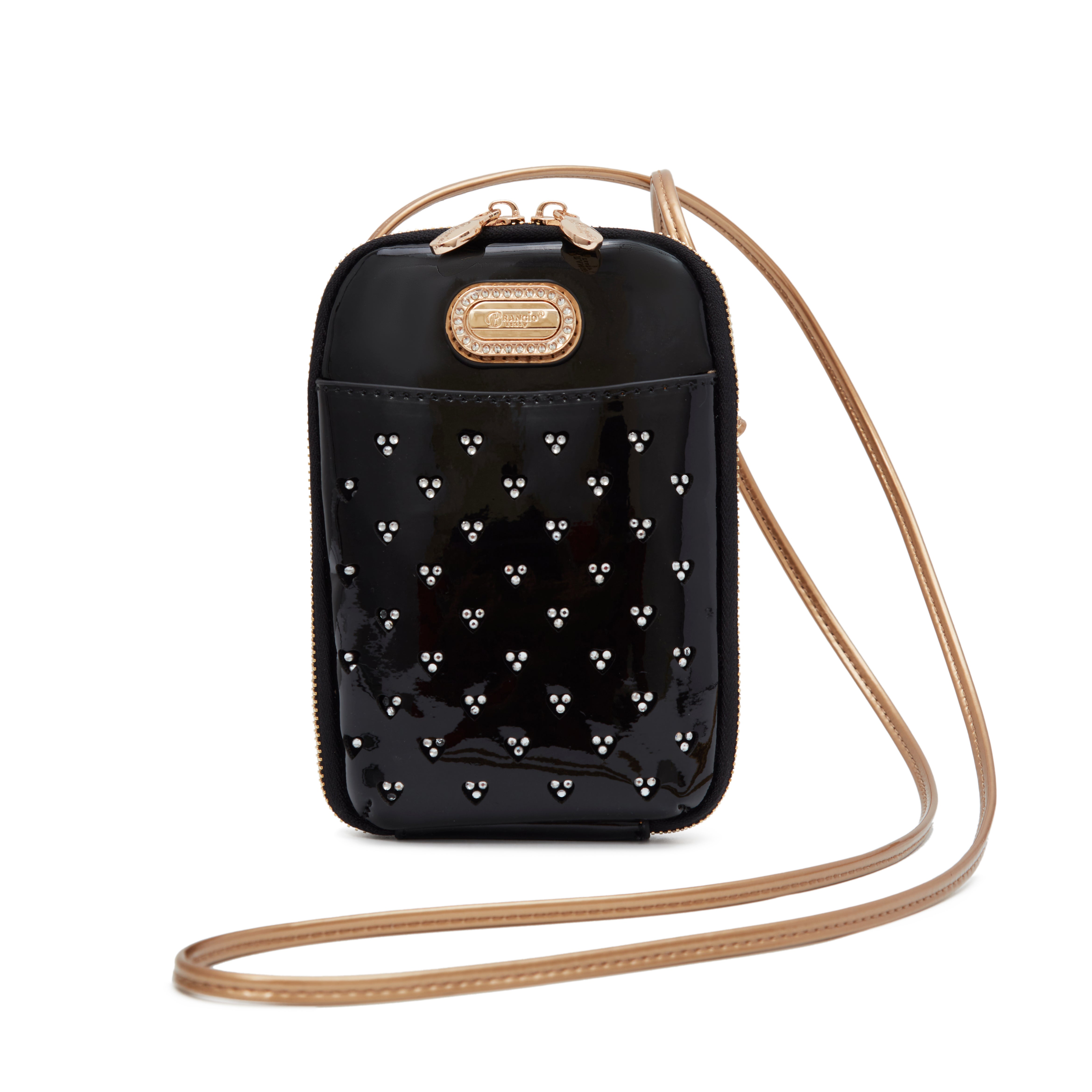 Brangio Italy Heart Stud Mini Patent Leather Phone Purse
