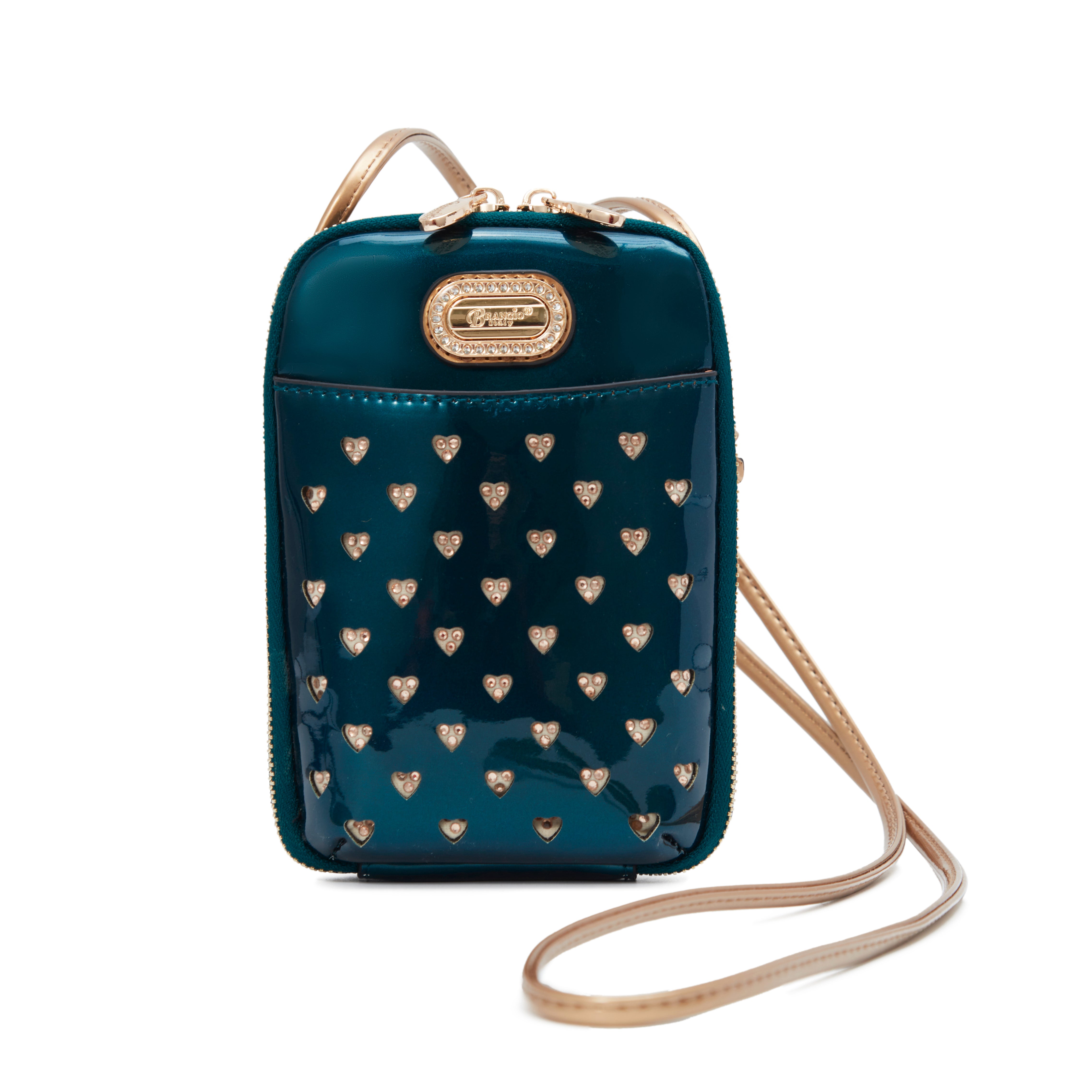 Brangio Italy Heart Stud Mini Patent Leather Phone Purse