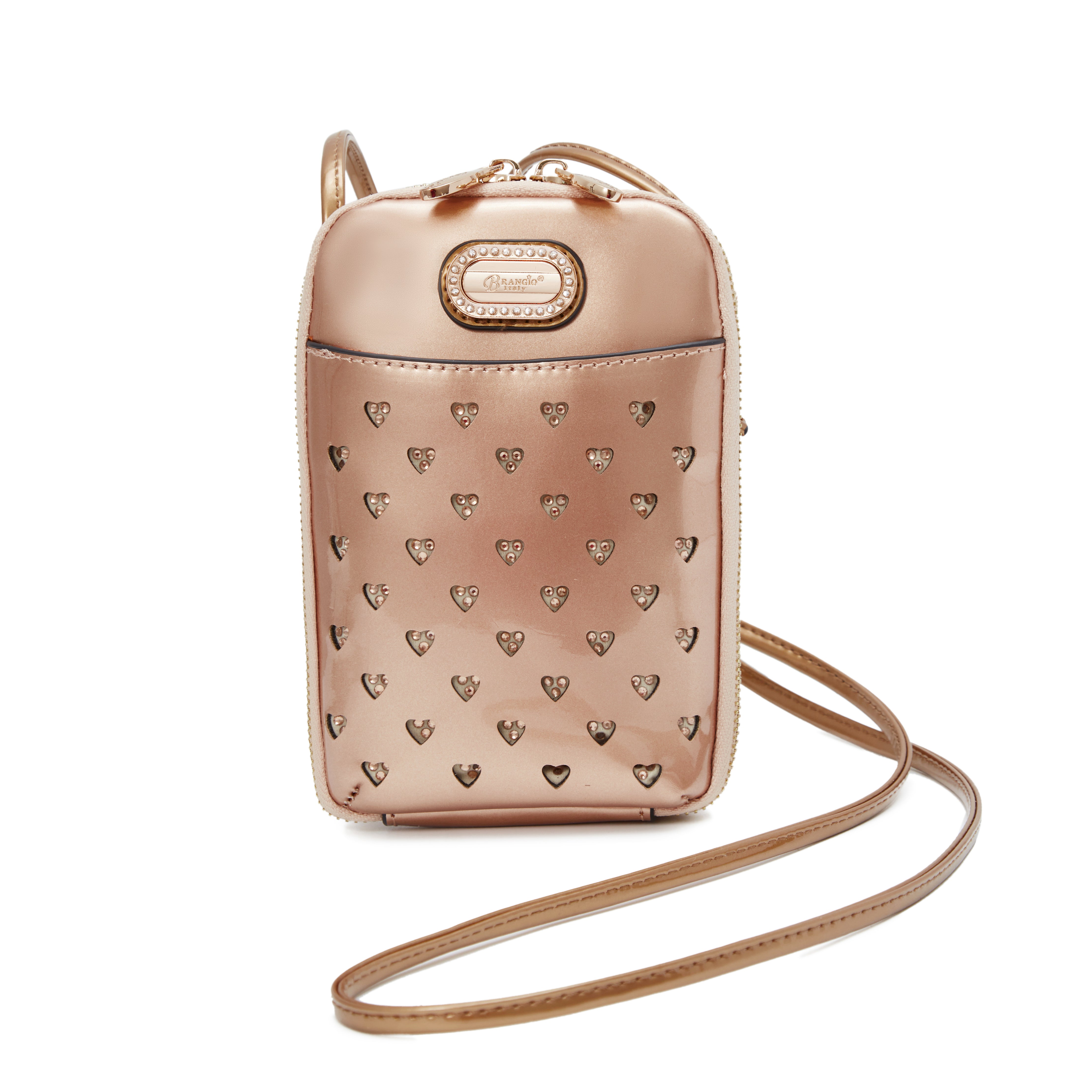 Brangio Italy Heart Stud Mini Patent Leather Phone Purse