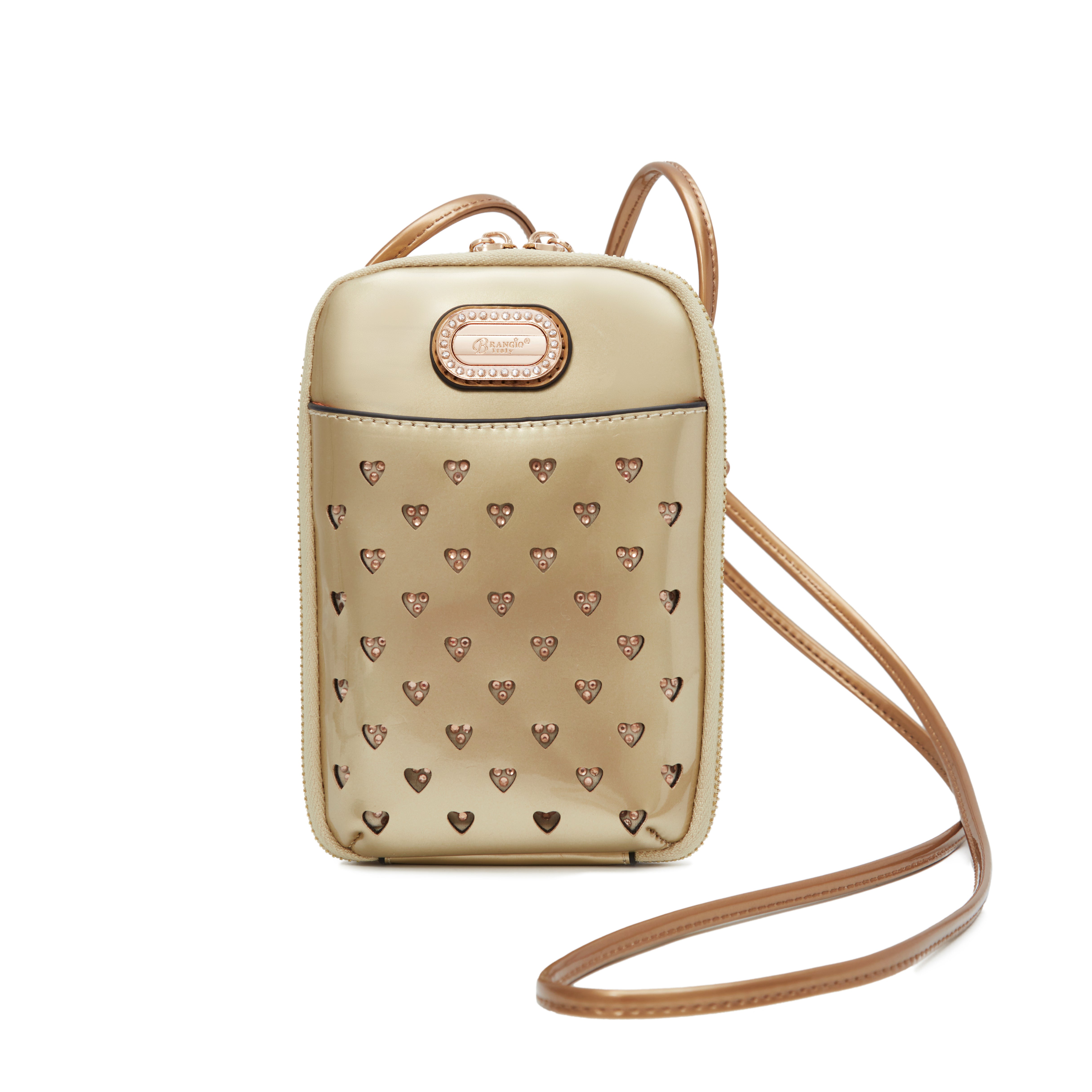 Brangio Italy Heart Stud Mini Patent Leather Phone Purse