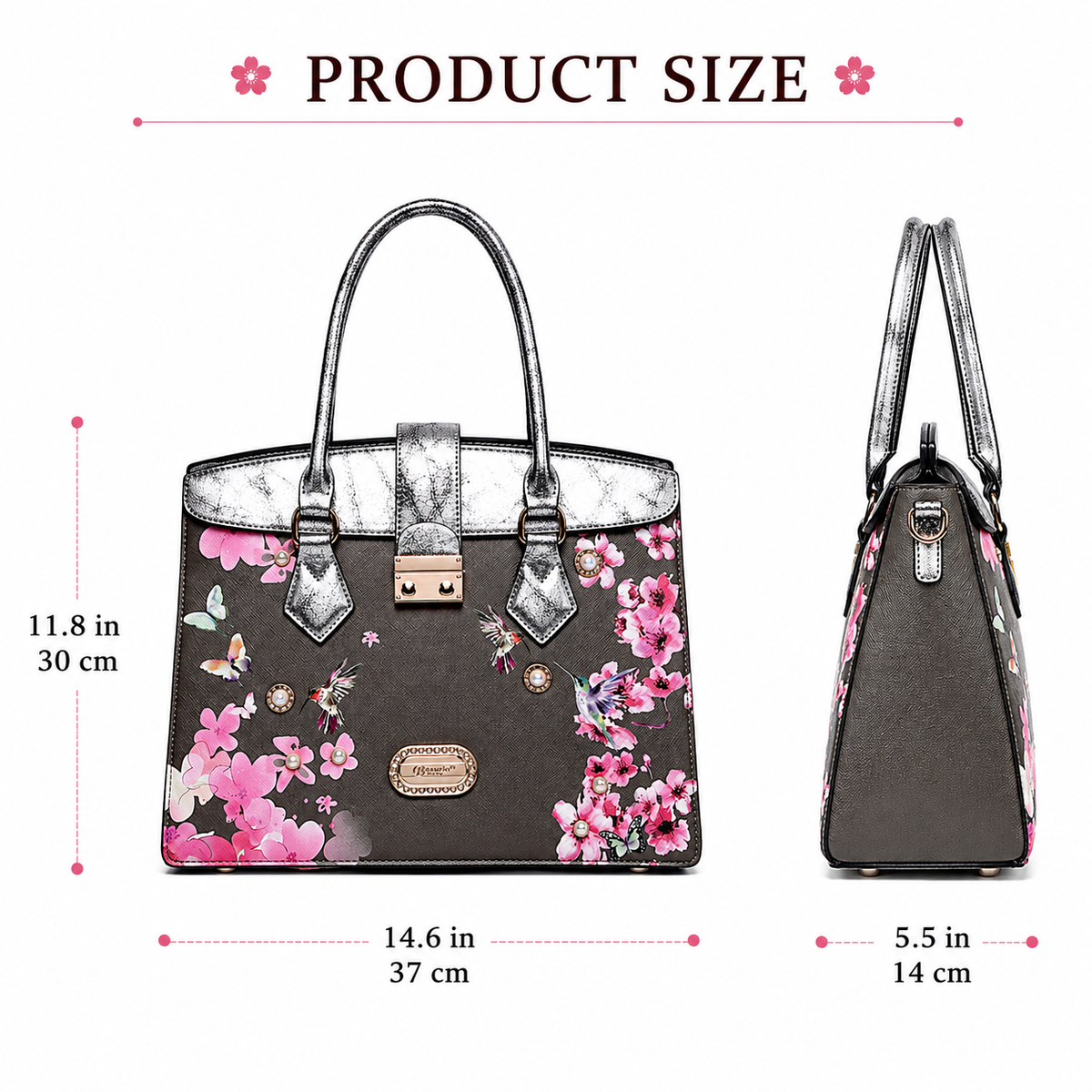 Brangio Luxe Hummingbird Floral Satchel/Wallet Set