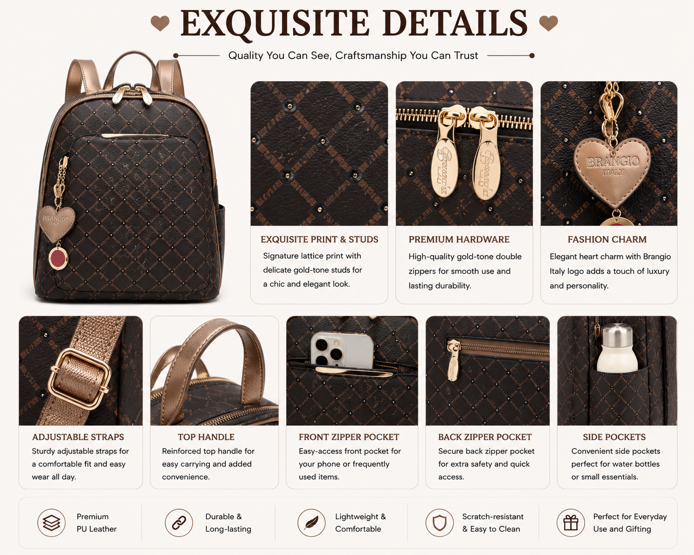 Brangio Italy Diamond Elegance Backpack