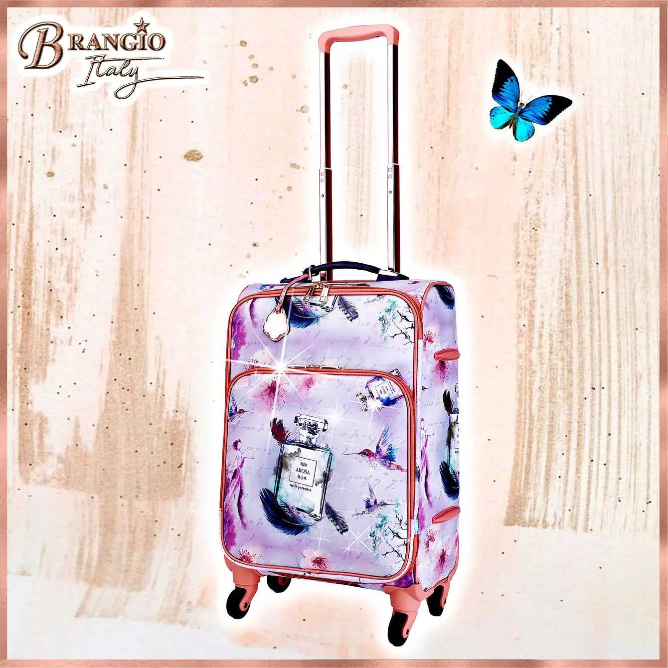 Arosa Designer Feather Print Luggage