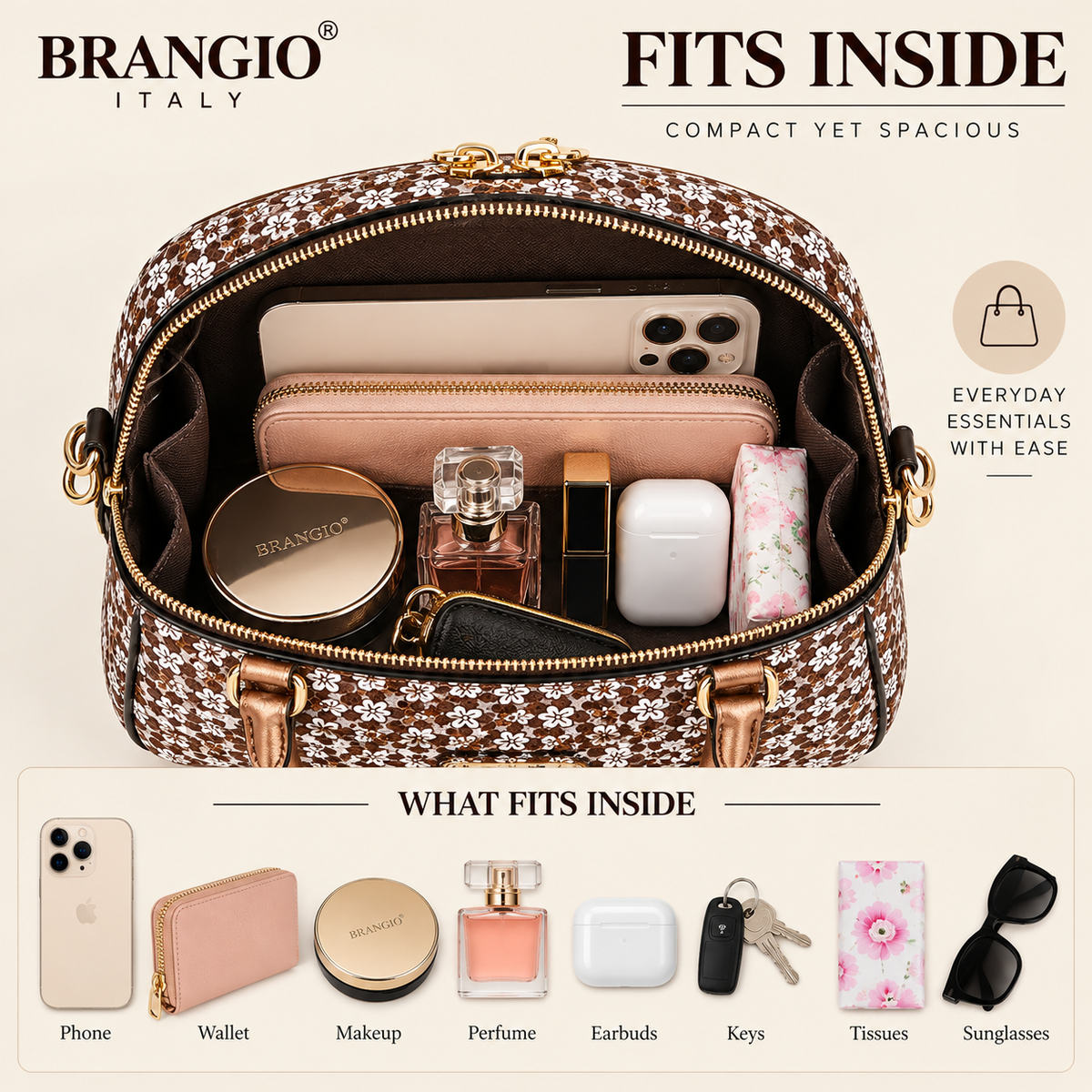 Brangio Italy  Daisy Bloom Overnight Latch On Bag