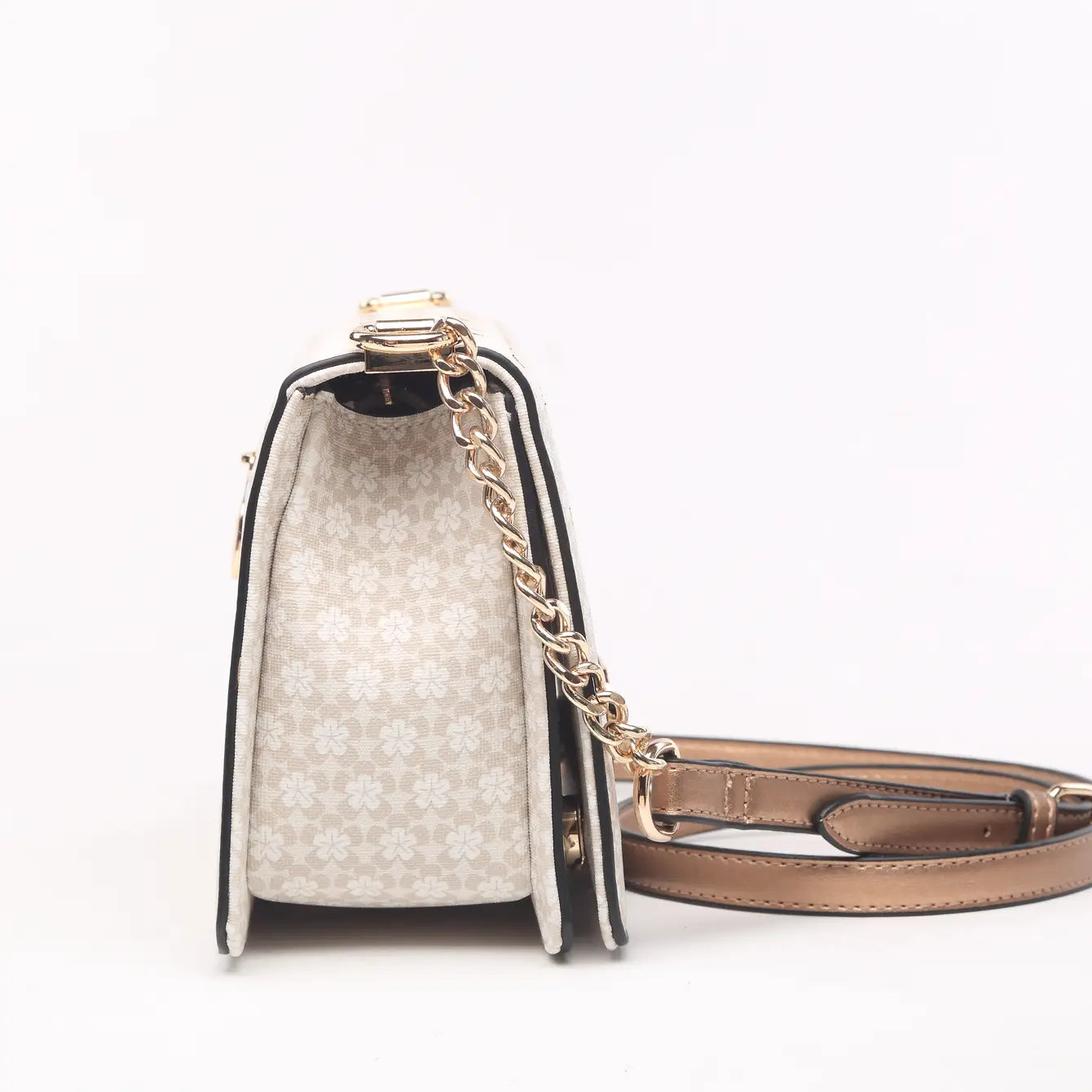 Brangio Italy Sophisticated Floral Heart-Studded Crossbody Bag