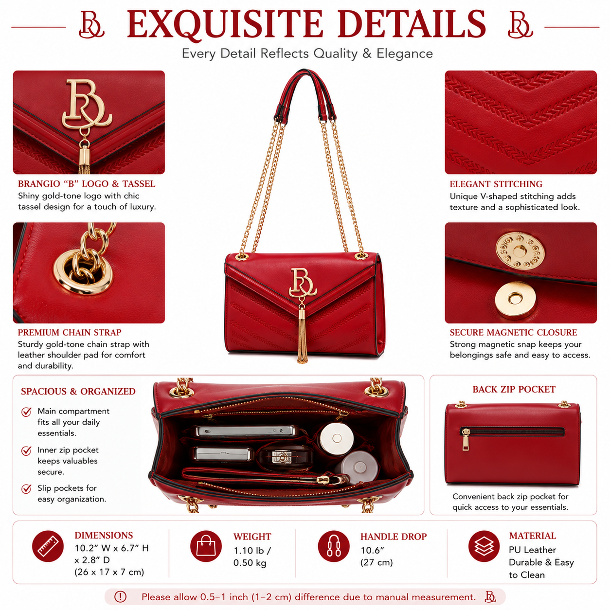 Brangio Italy Designer Envelope Crossbody Purse