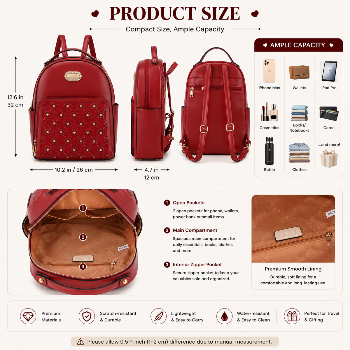 Brangio Italy Elegant Wildflower Blossom Backpack + Wallet Set[2pcs]
