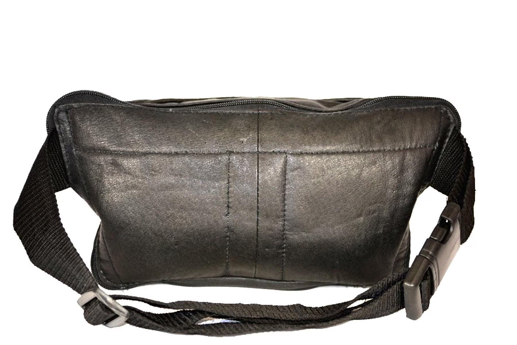 Tinder Genuine Leather Black American Flag Waist Bag Multi Pocket Belt Bag Travel Fanny Pack for Unisex