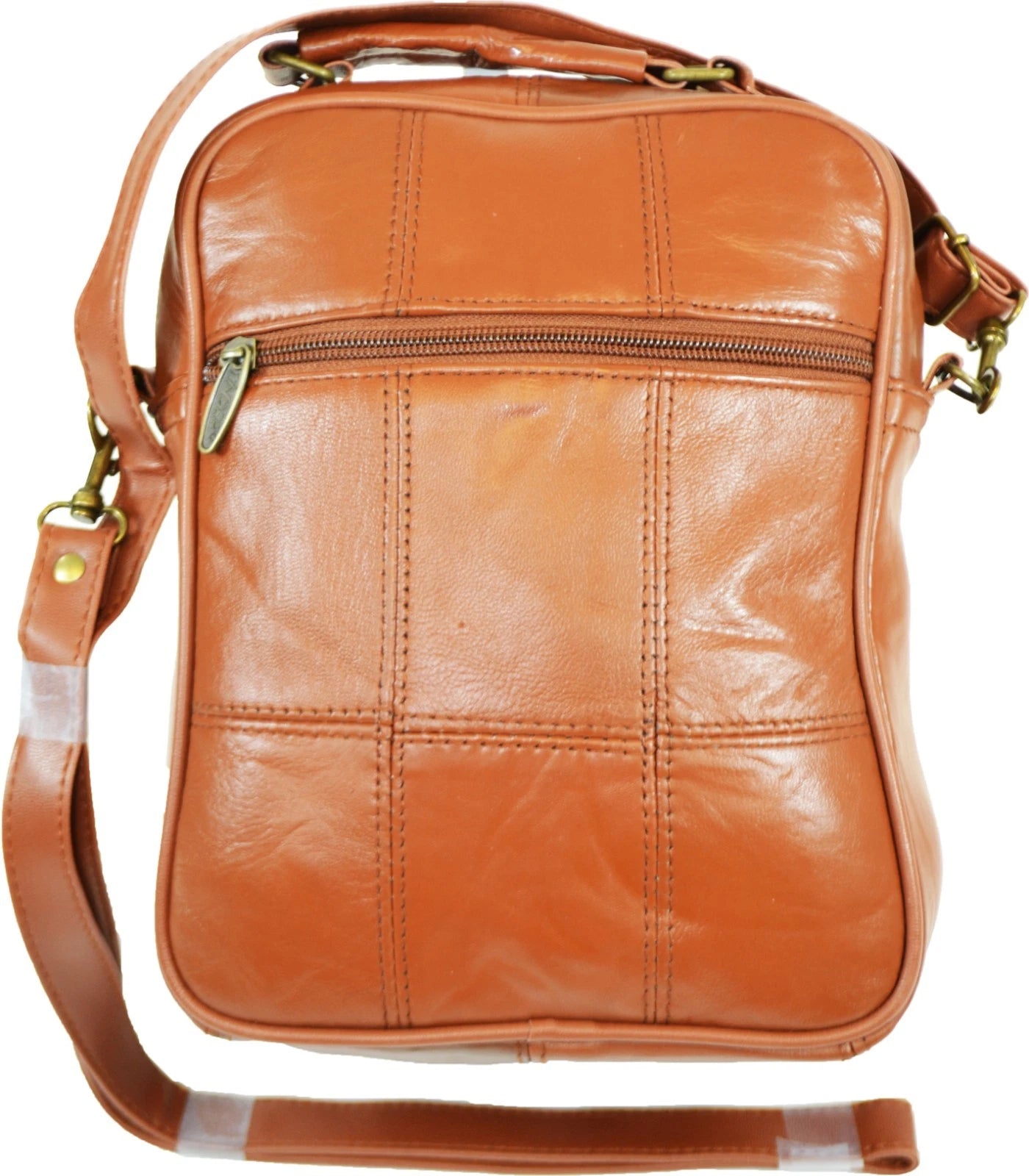 Unisex Tinder Genuine Leather Brown Multi Pocket Crossbody Bag Travel Organizer Shoulder Purse Small Messenger Bag