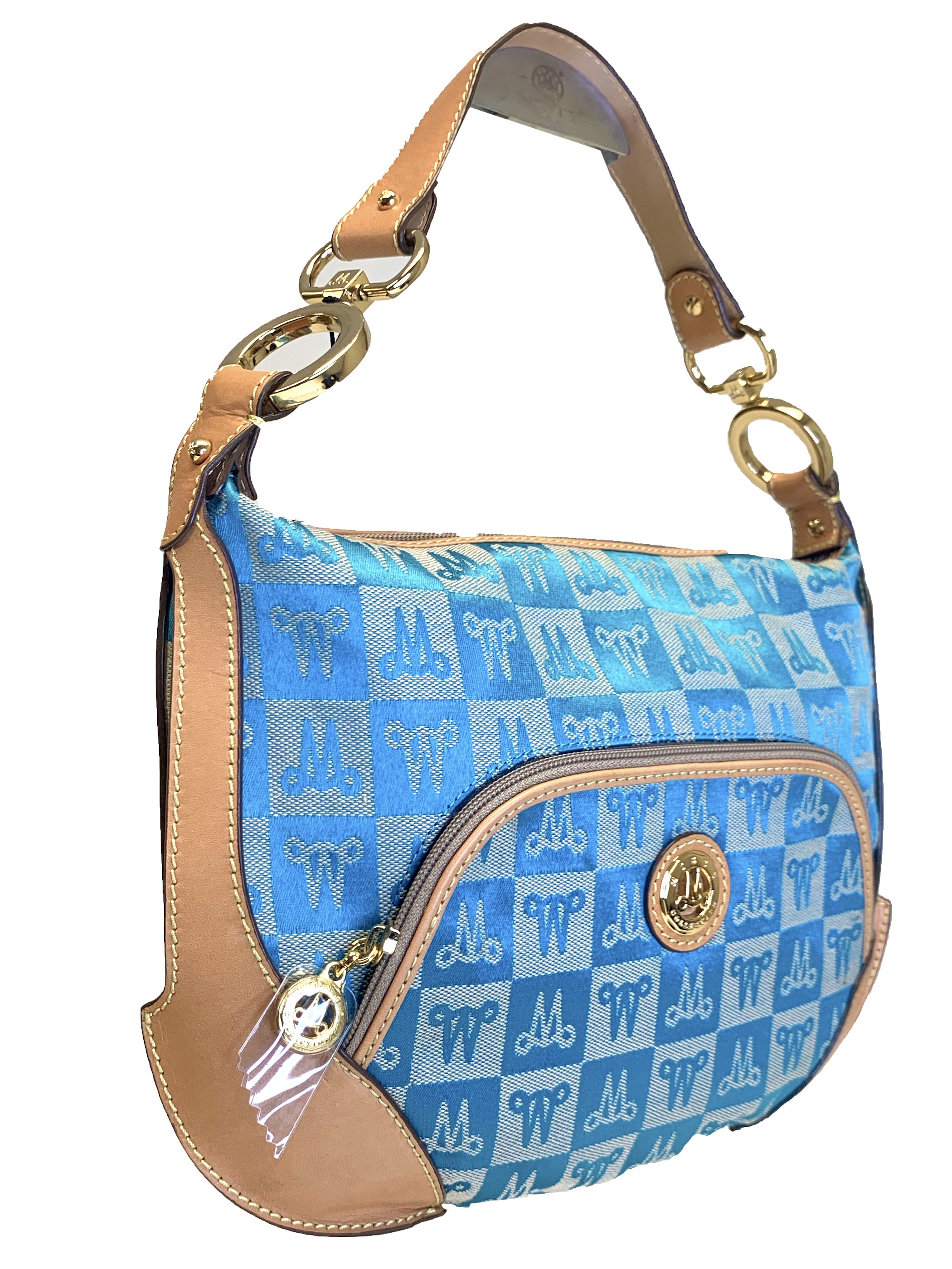 Misty Genuine Cowhide Leather Monogram Hobo Shoulder Bag  [Made in Italy]
