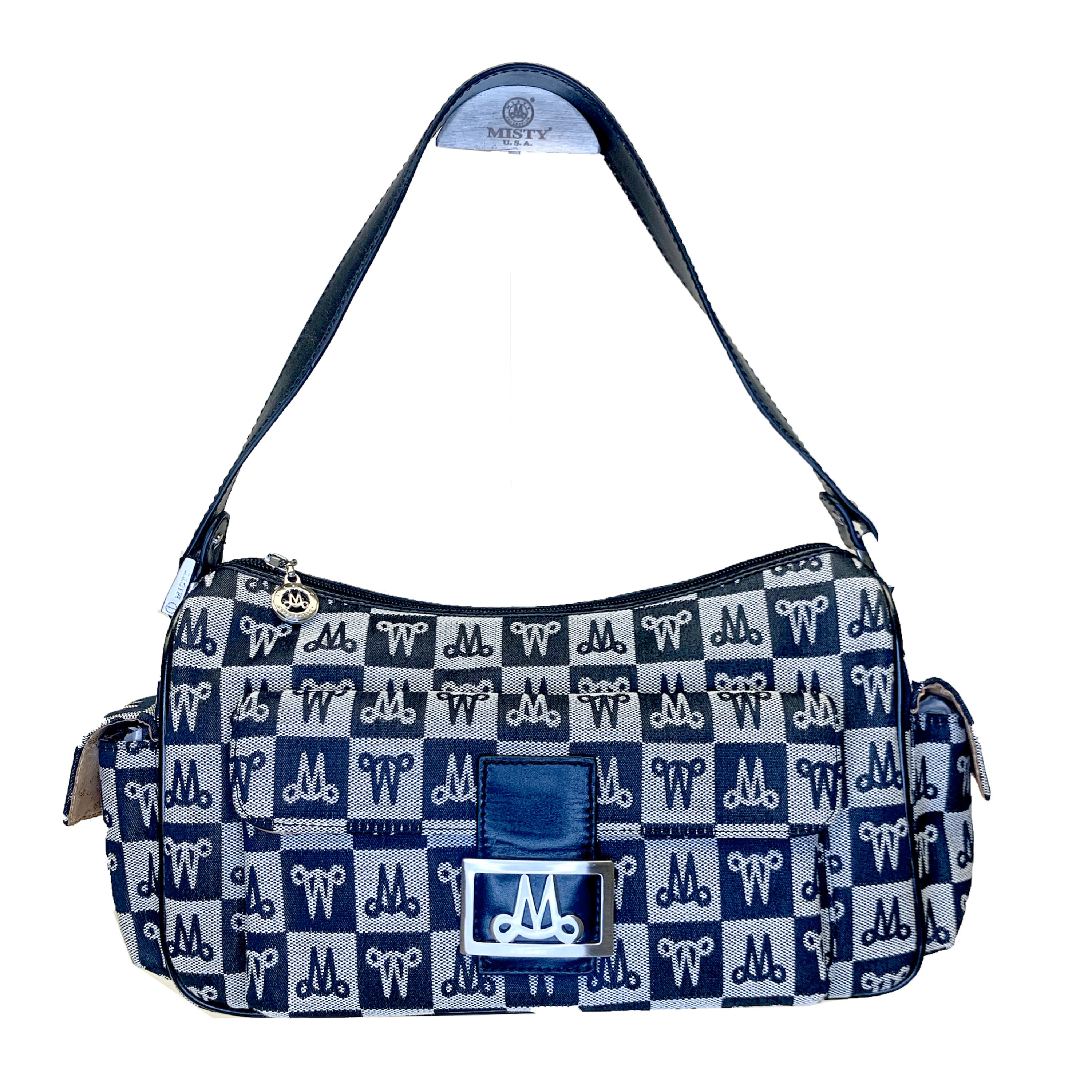 Misty Genuine Cowhide Leather Monogram Baguette Shoulder Bag  [Made in Italy]