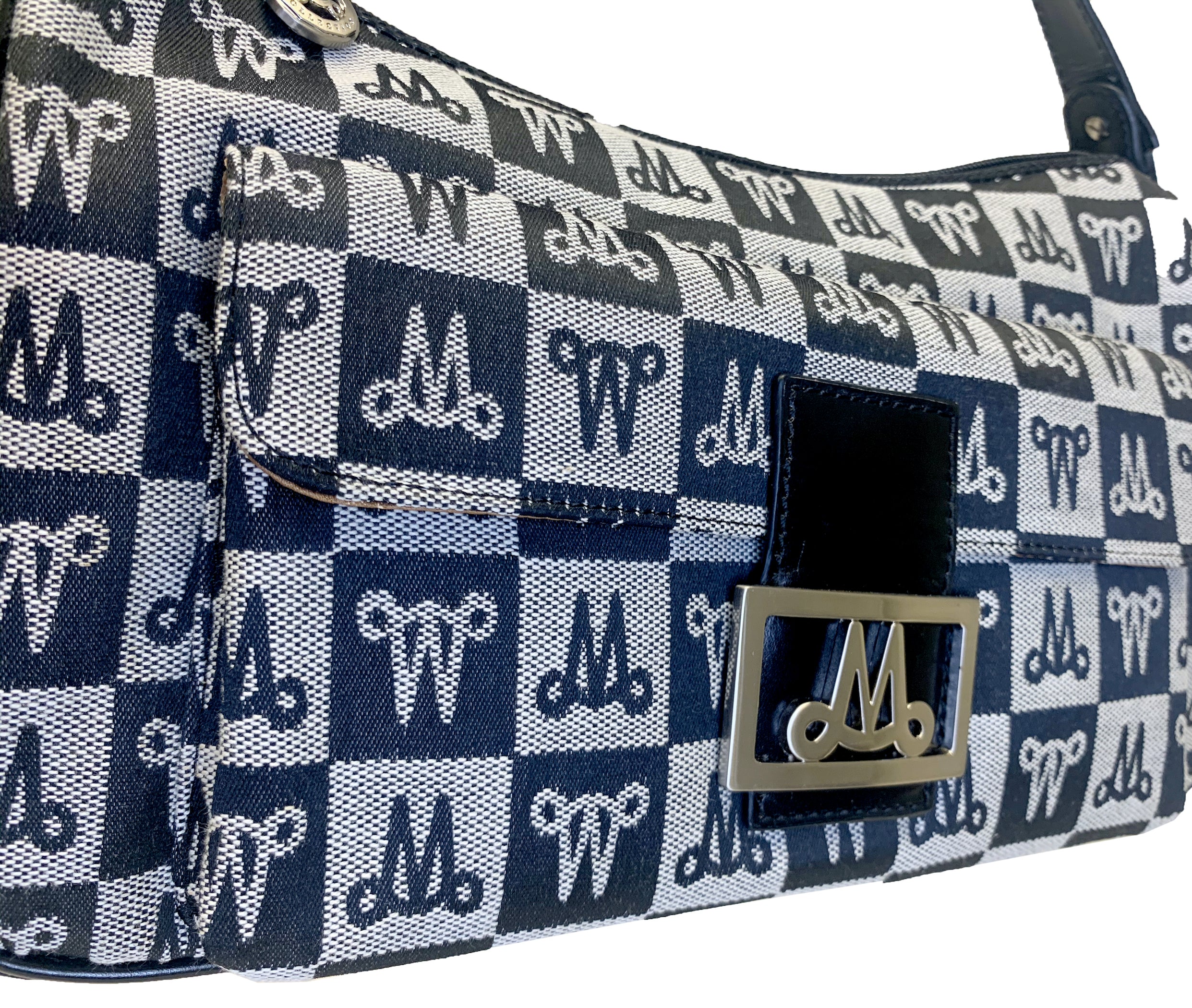 Misty Genuine Cowhide Leather Monogram Baguette Shoulder Bag  [Made in Italy]