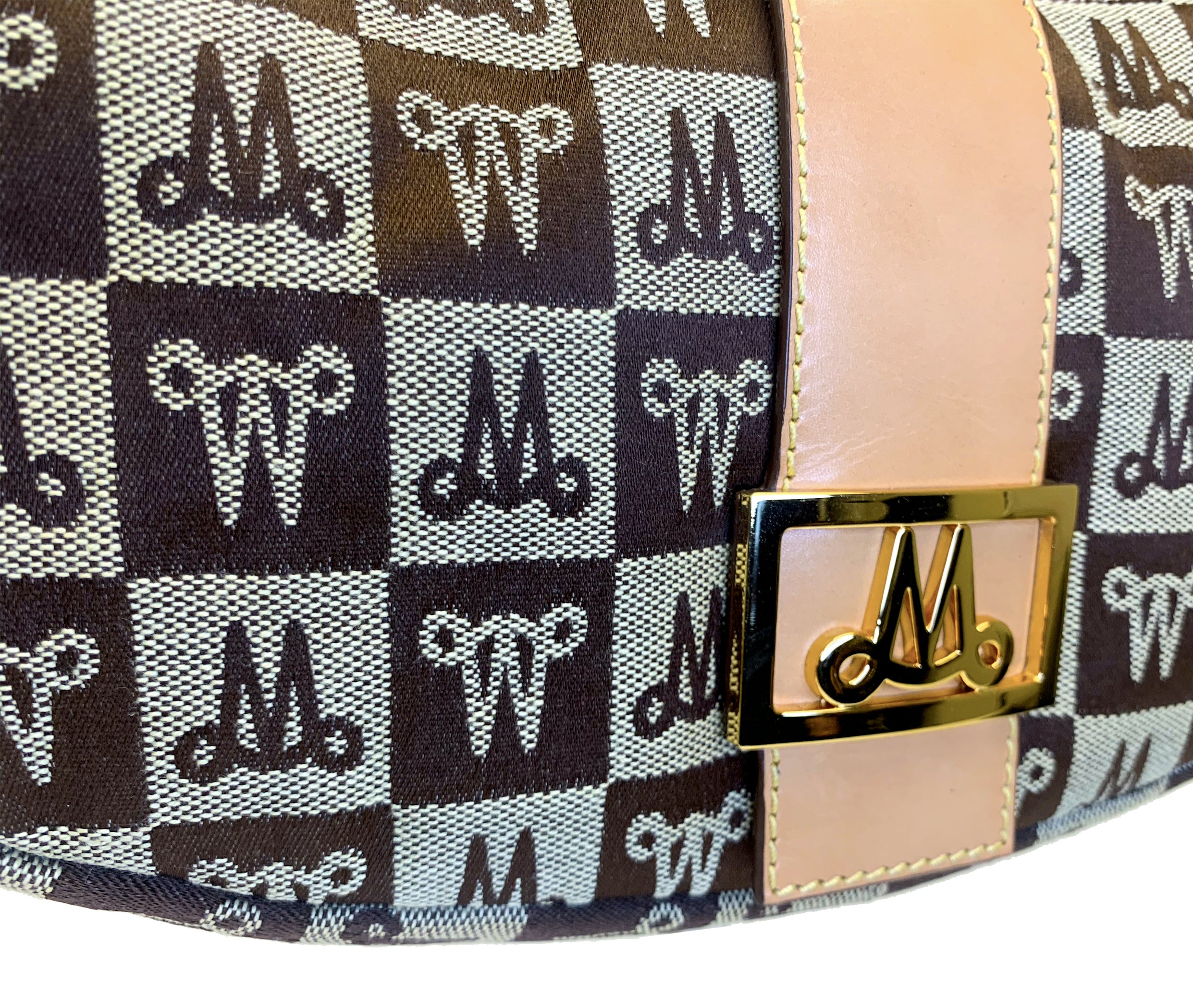 Misty Genuine Cowhide Leather Monogram Shoulder Hobo Bag  [Made in Italy]