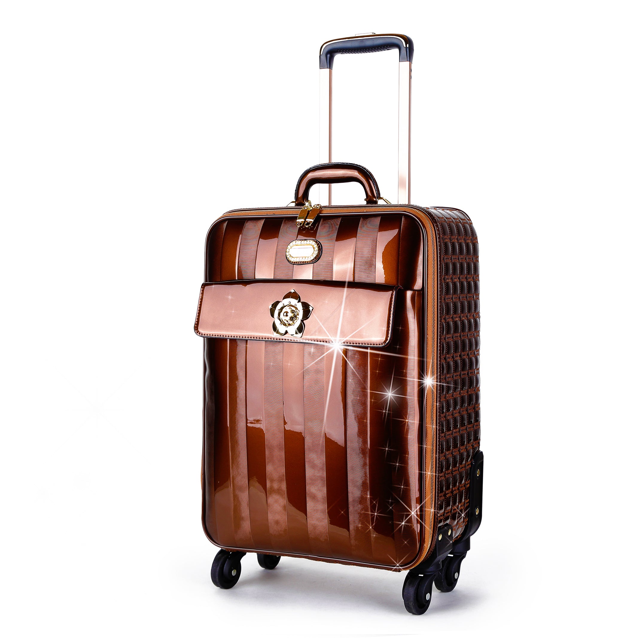 Floral Accent Light Weight Spinner Luggage - Brangio Italy Co.
