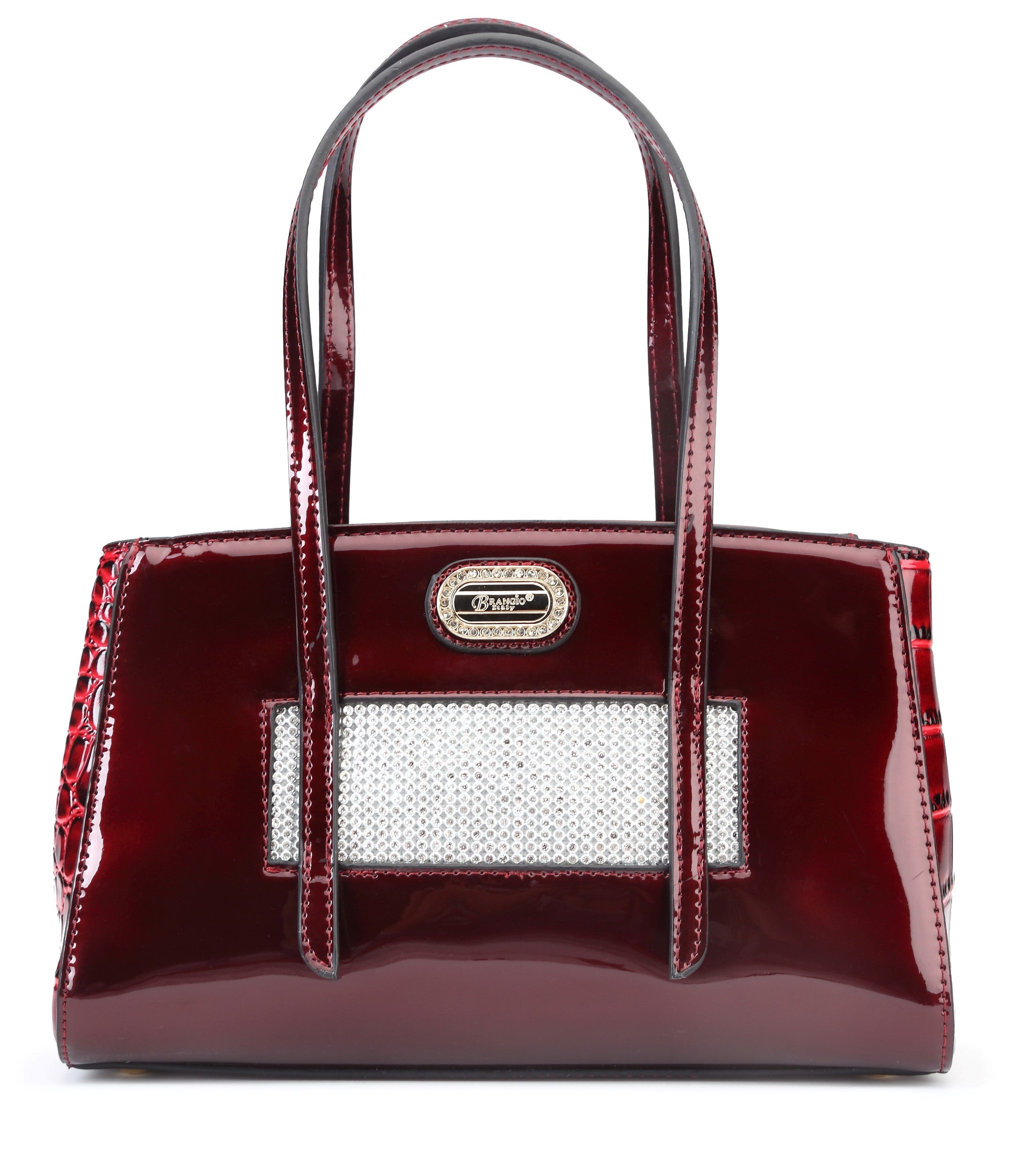 Brangio Italy Patent Leather Rhinestone Tote Bag