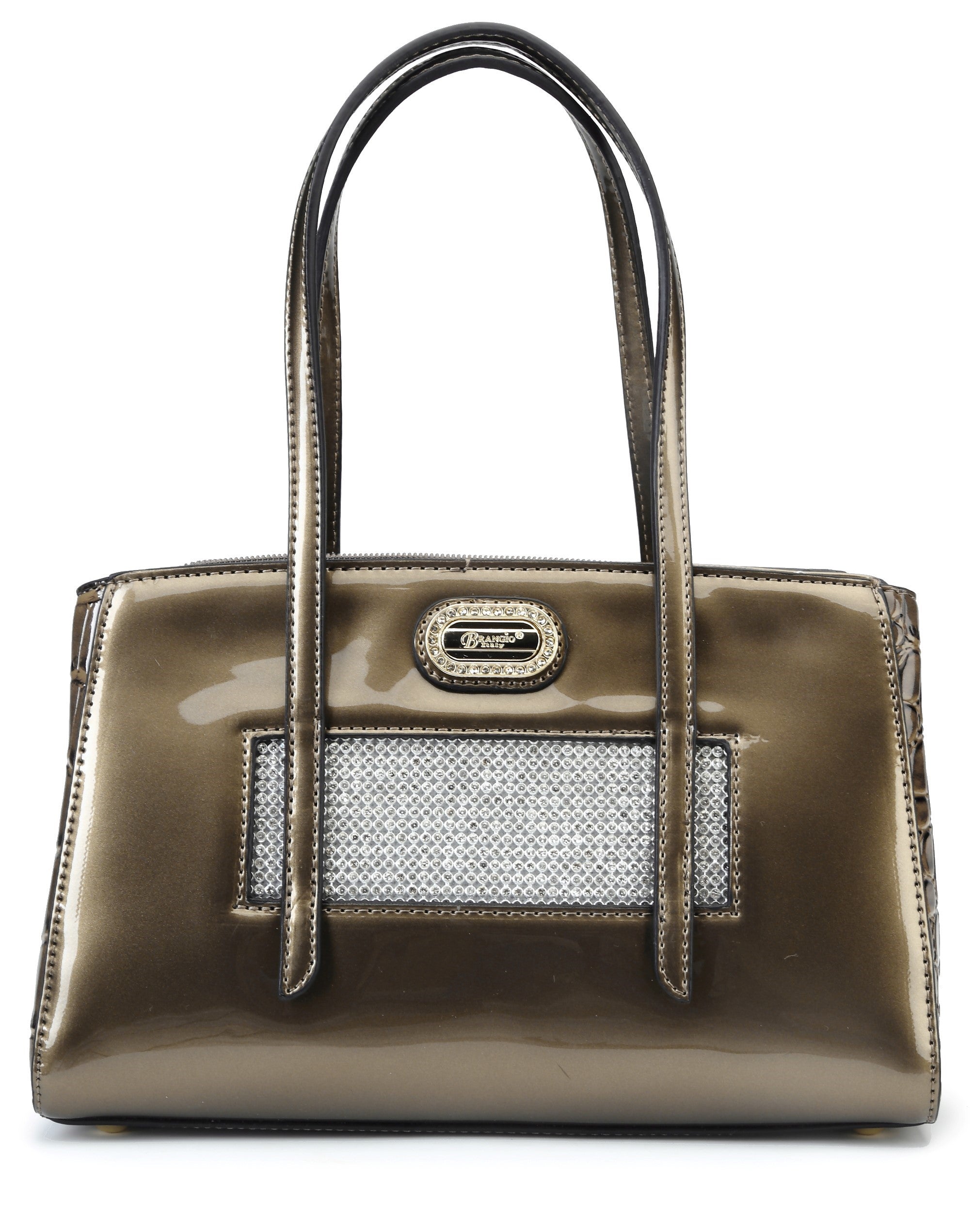 Brangio Italy Patent Leather Rhinestone Tote Bag