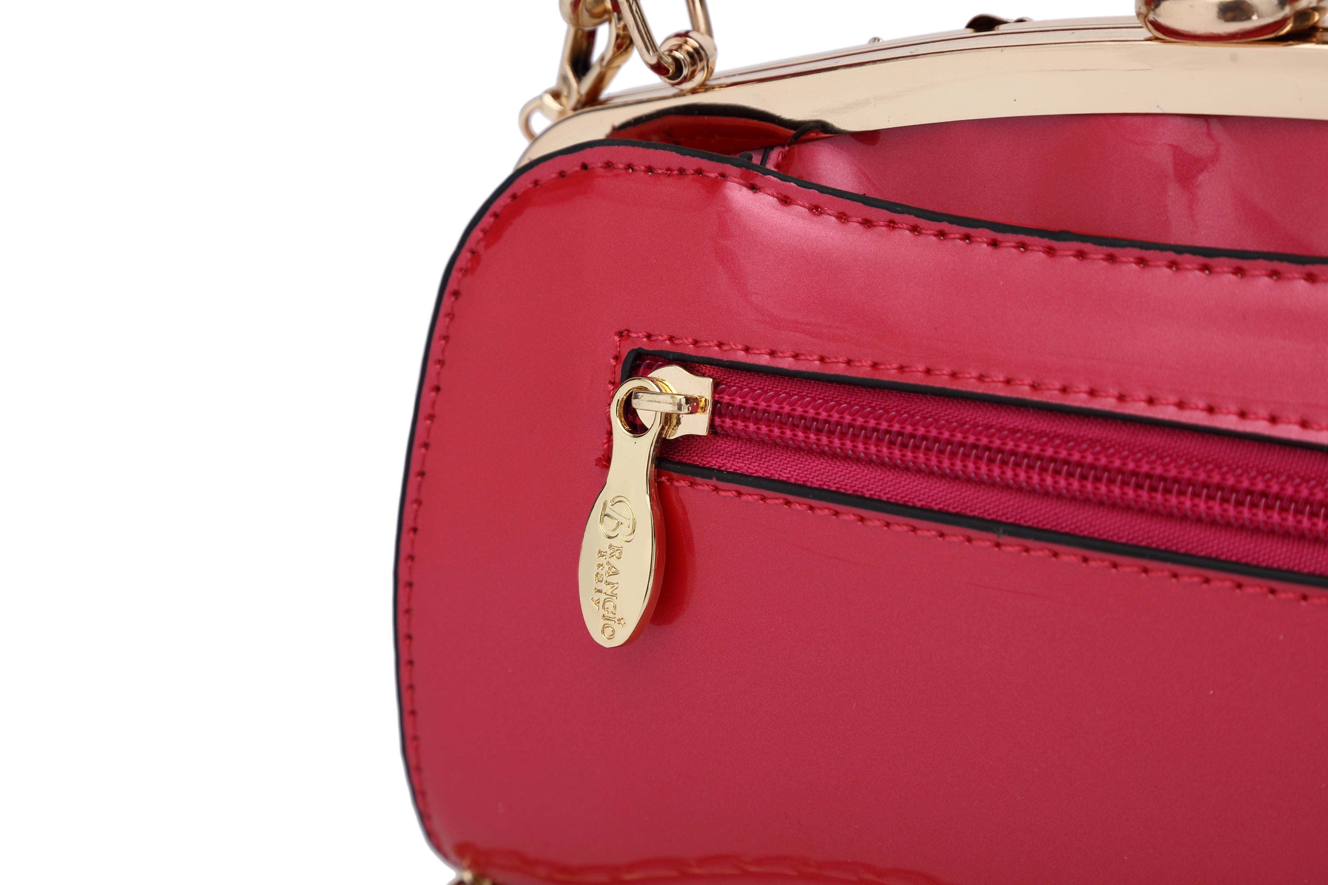 Brangio Italy Patent Leather Pearl Clasp Designer Crossbody Purse