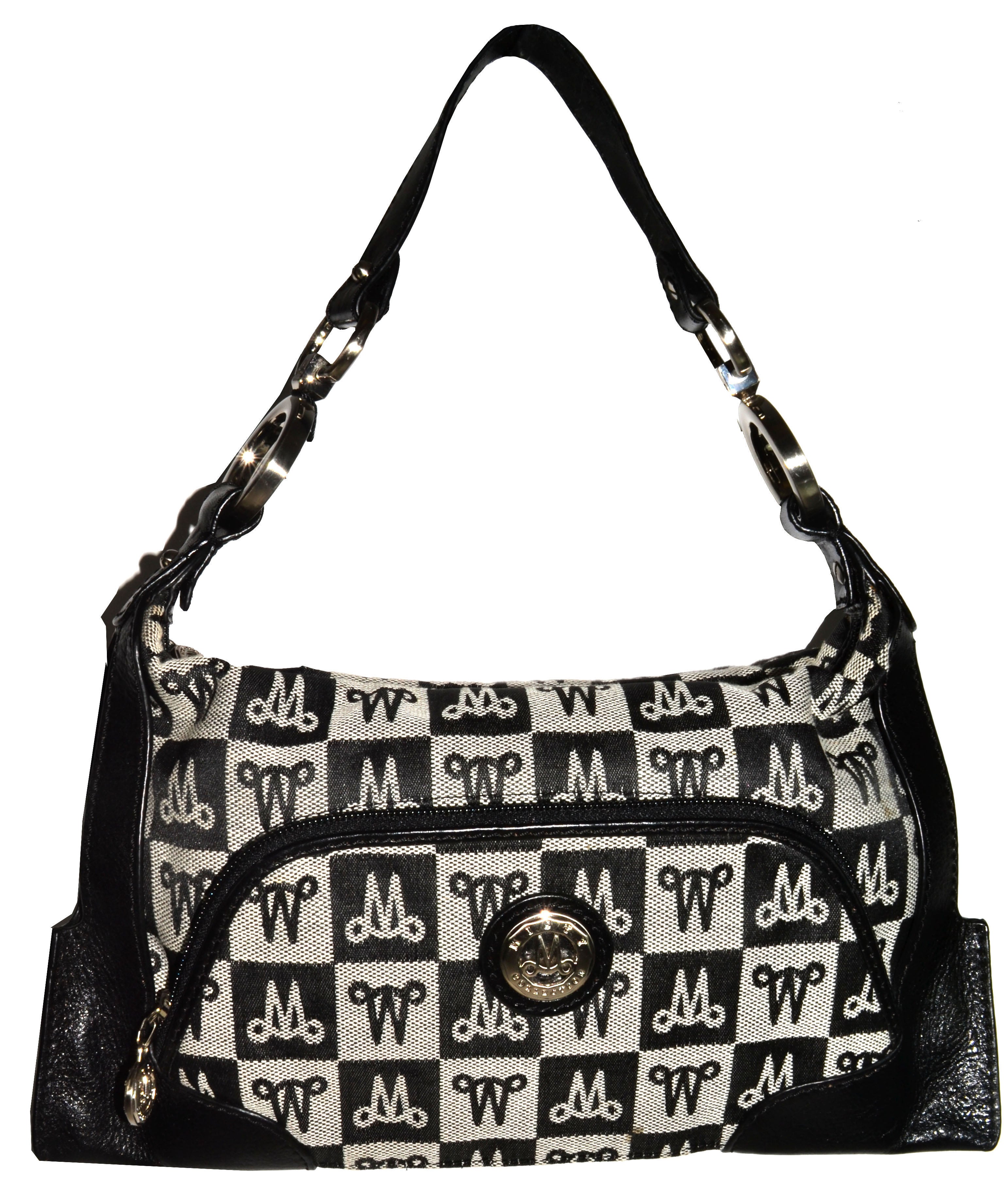 Misty Genuine Cowhide Leather Monogram Shoulder Bag with Front Pocket  [Made in Italy]