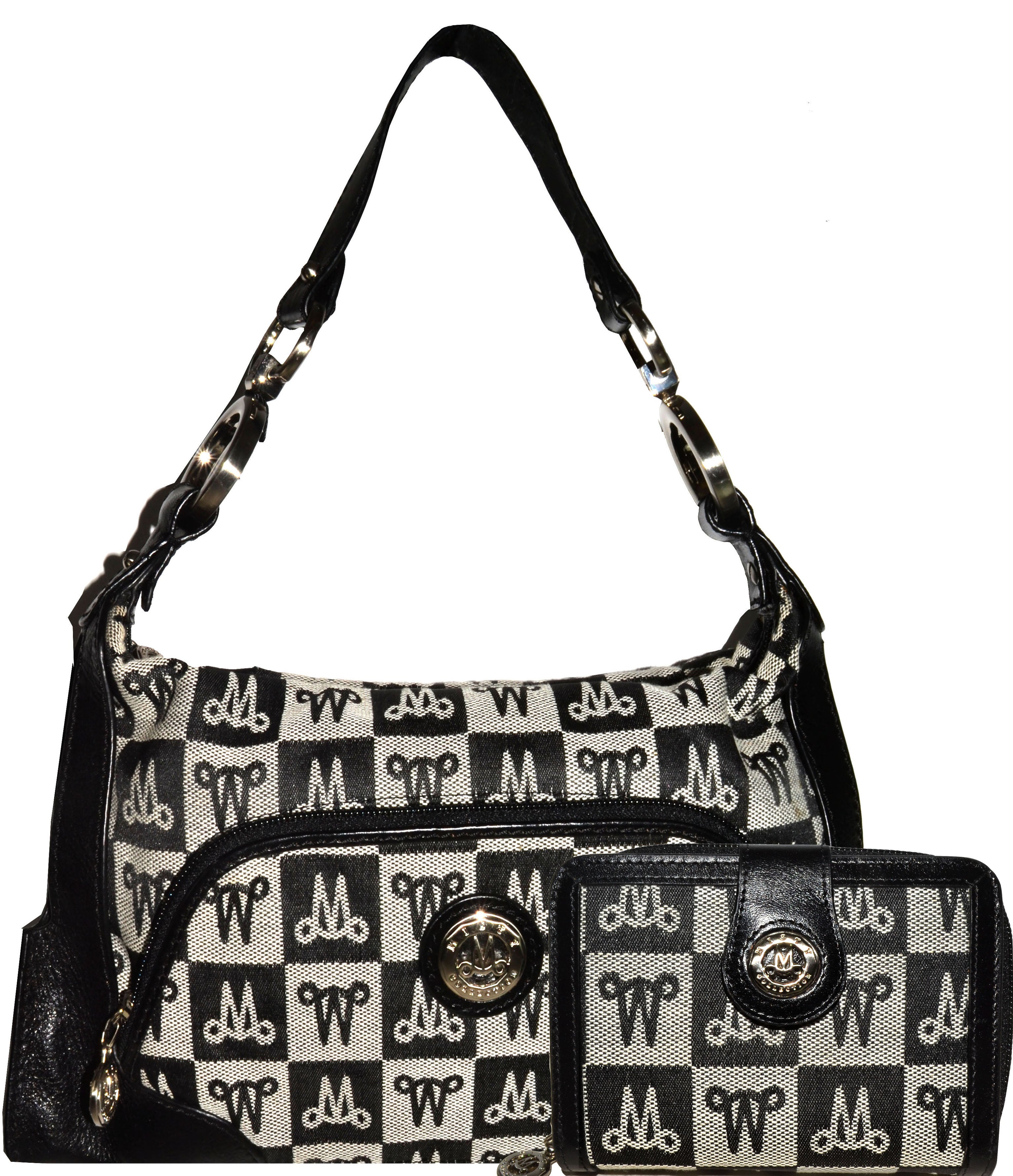 Misty Genuine Cowhide Leather Monogram Shoulder Bag with Front Pocket  [Made in Italy]