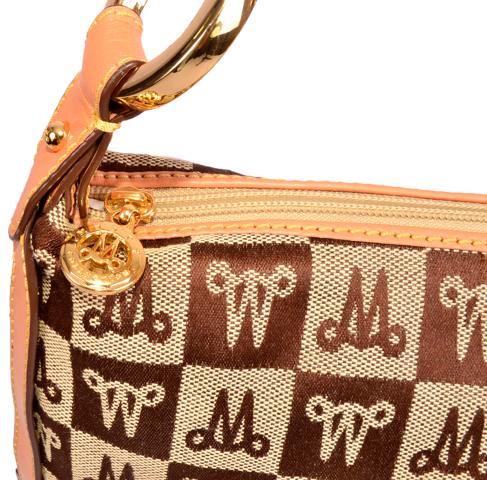 Misty Genuine Cowhide Leather Monogram Hobo Shoulder Bag  [Made in Italy]