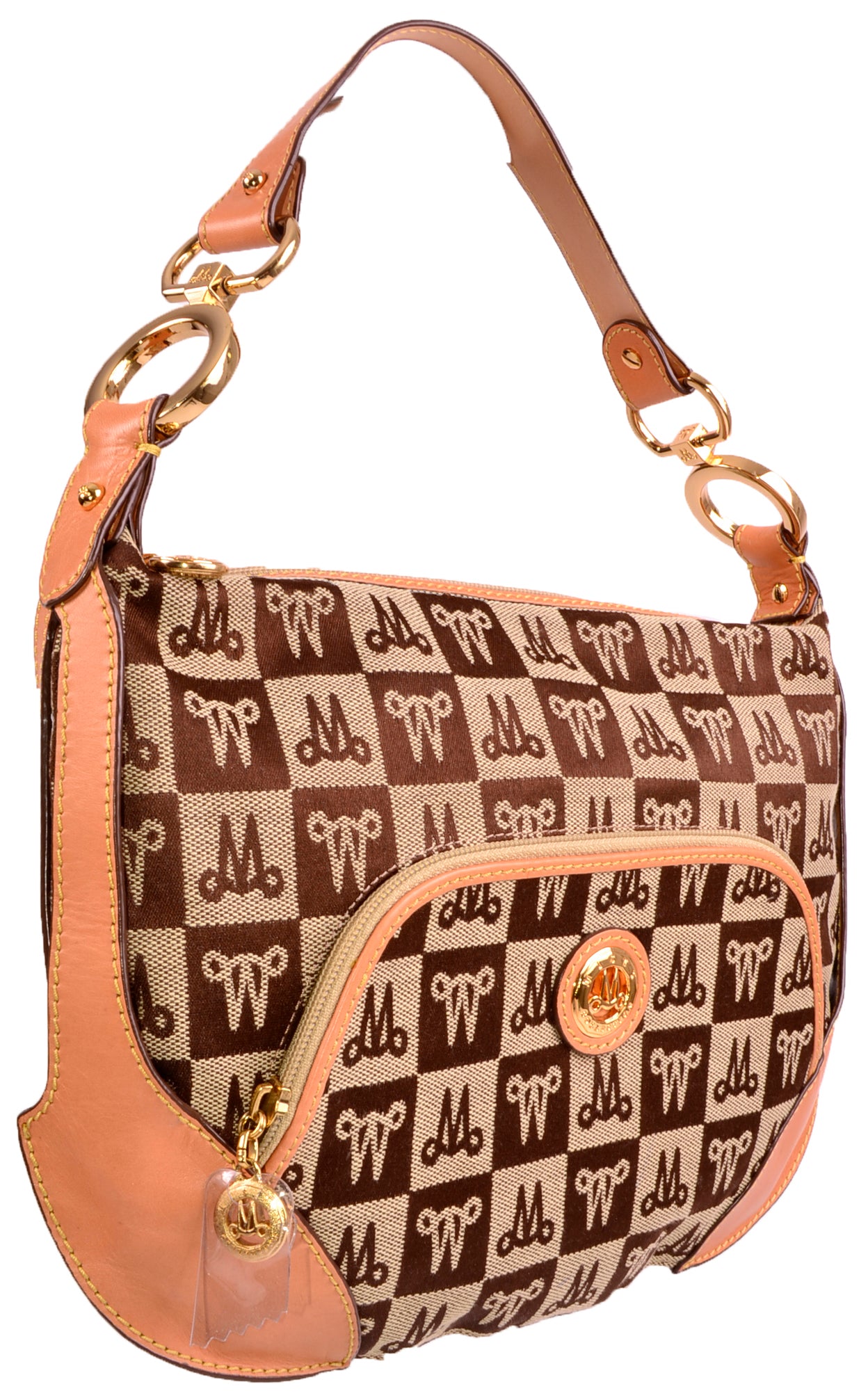 Misty Genuine Cowhide Leather Monogram Hobo Shoulder Bag  [Made in Italy]