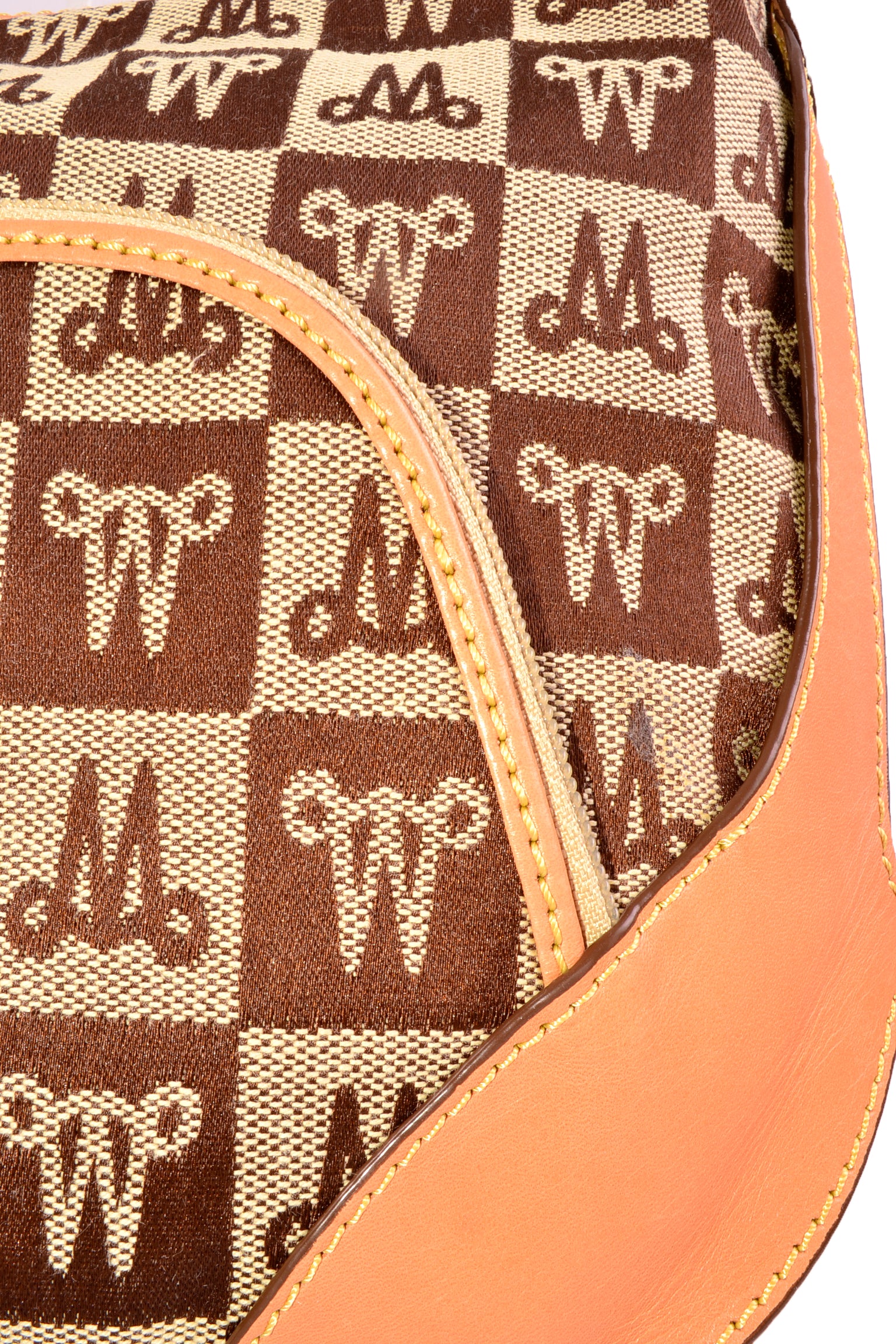 Misty Genuine Cowhide Leather Monogram Hobo Shoulder Bag  [Made in Italy]