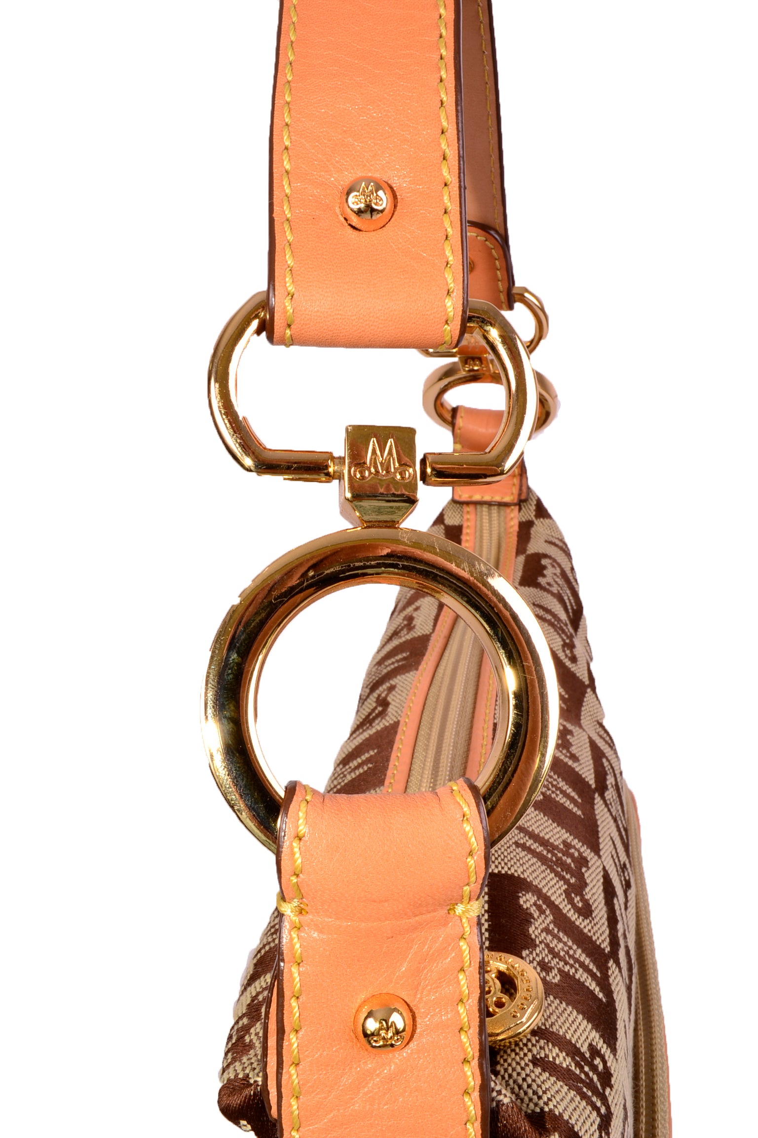 Misty Genuine Cowhide Leather Monogram Hobo Shoulder Bag  [Made in Italy]