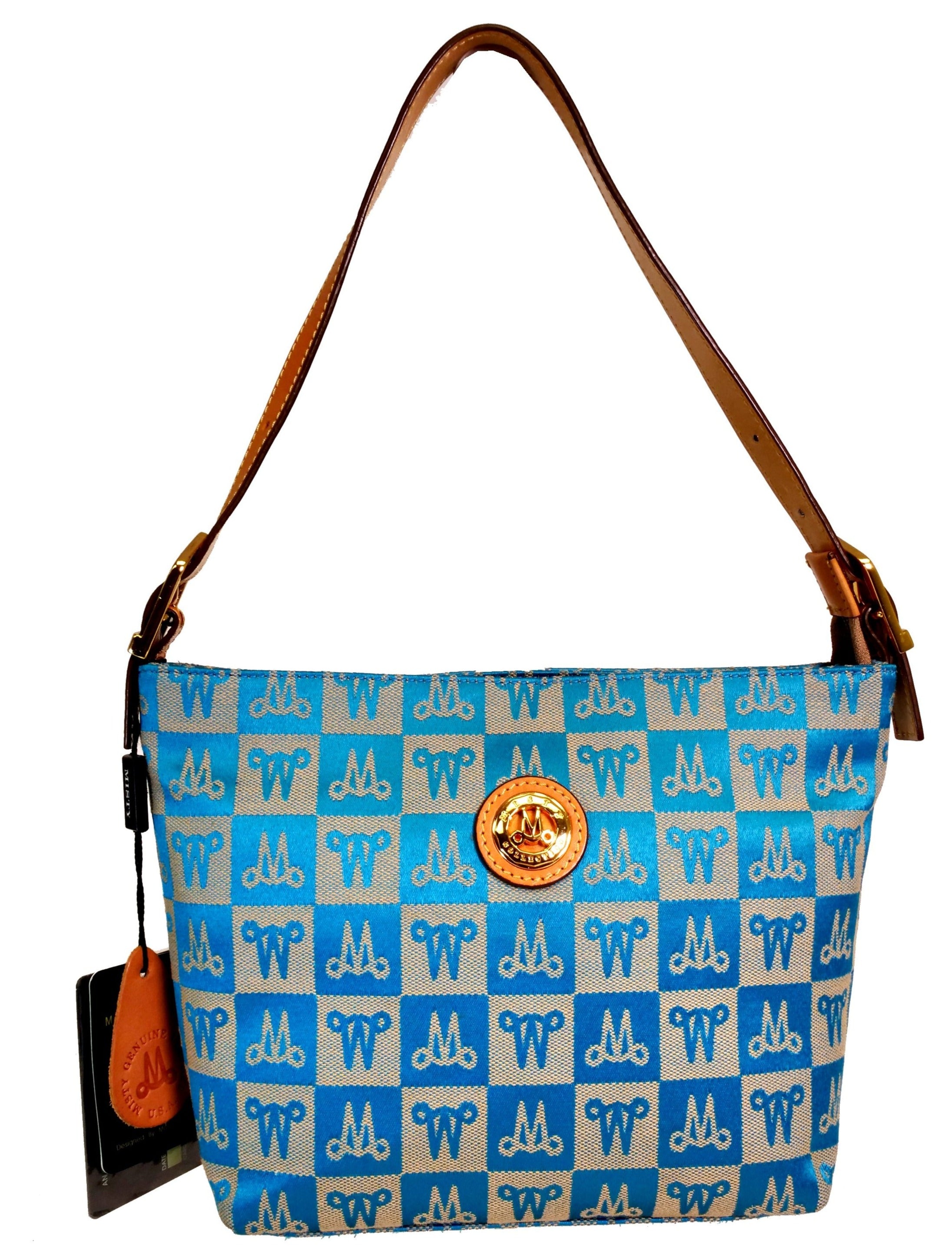 Misty Genuine Cowhide Leather Monogram Shoulder Bag  [Made in Italy]