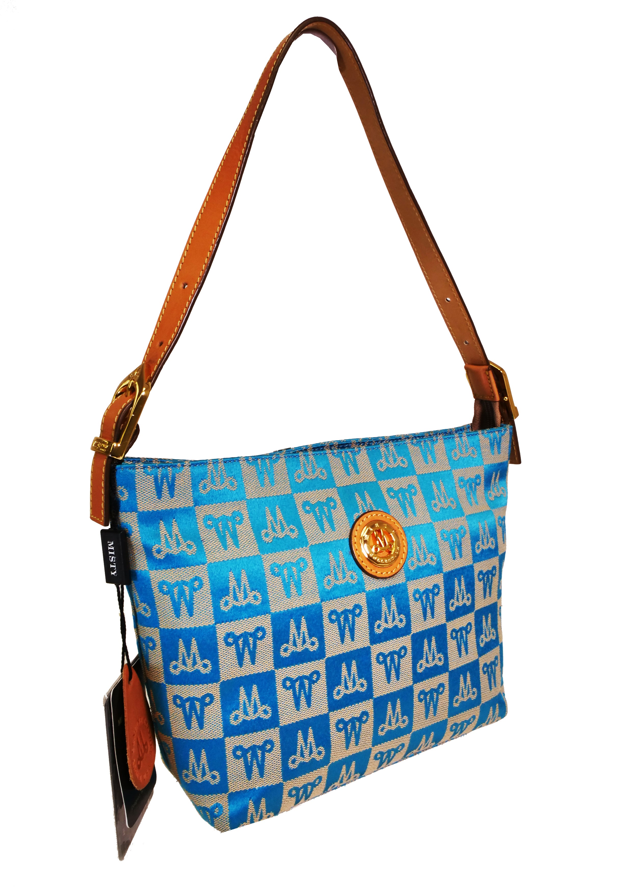 Misty Genuine Cowhide Leather Monogram Shoulder Bag  [Made in Italy]