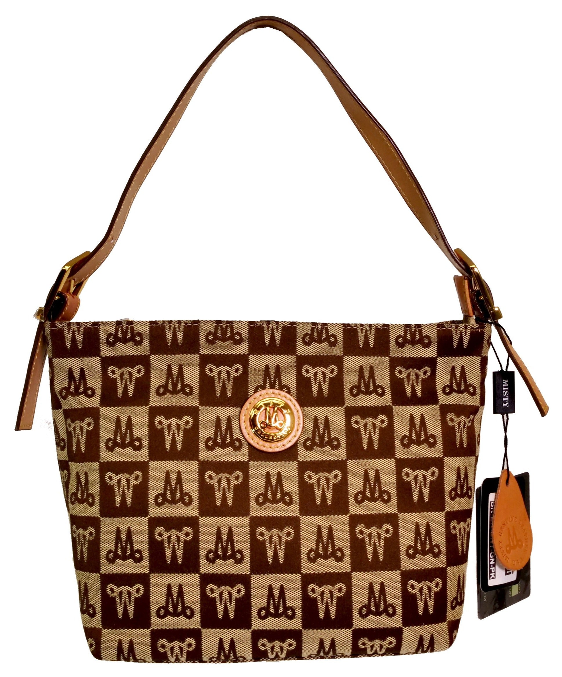 Misty Genuine Cowhide Leather Monogram Shoulder Bag  [Made in Italy]