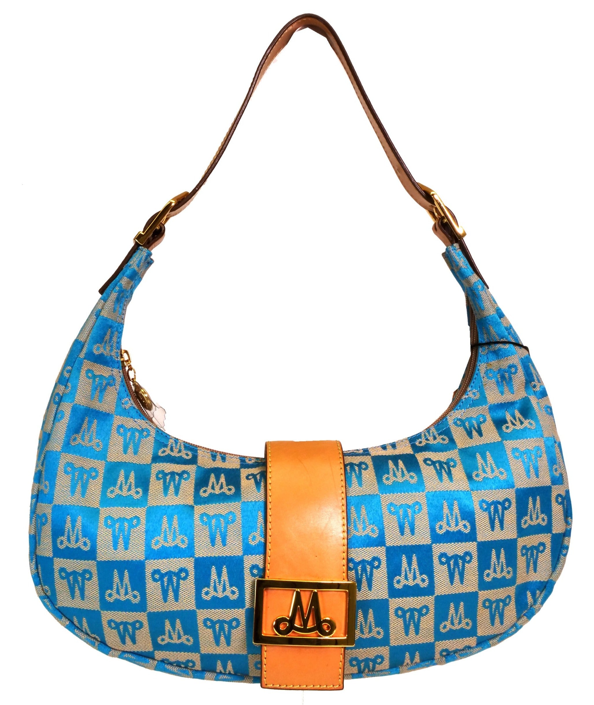 Misty Genuine Cowhide Leather Monogram Shoulder Hobo Bag  [Made in Italy]