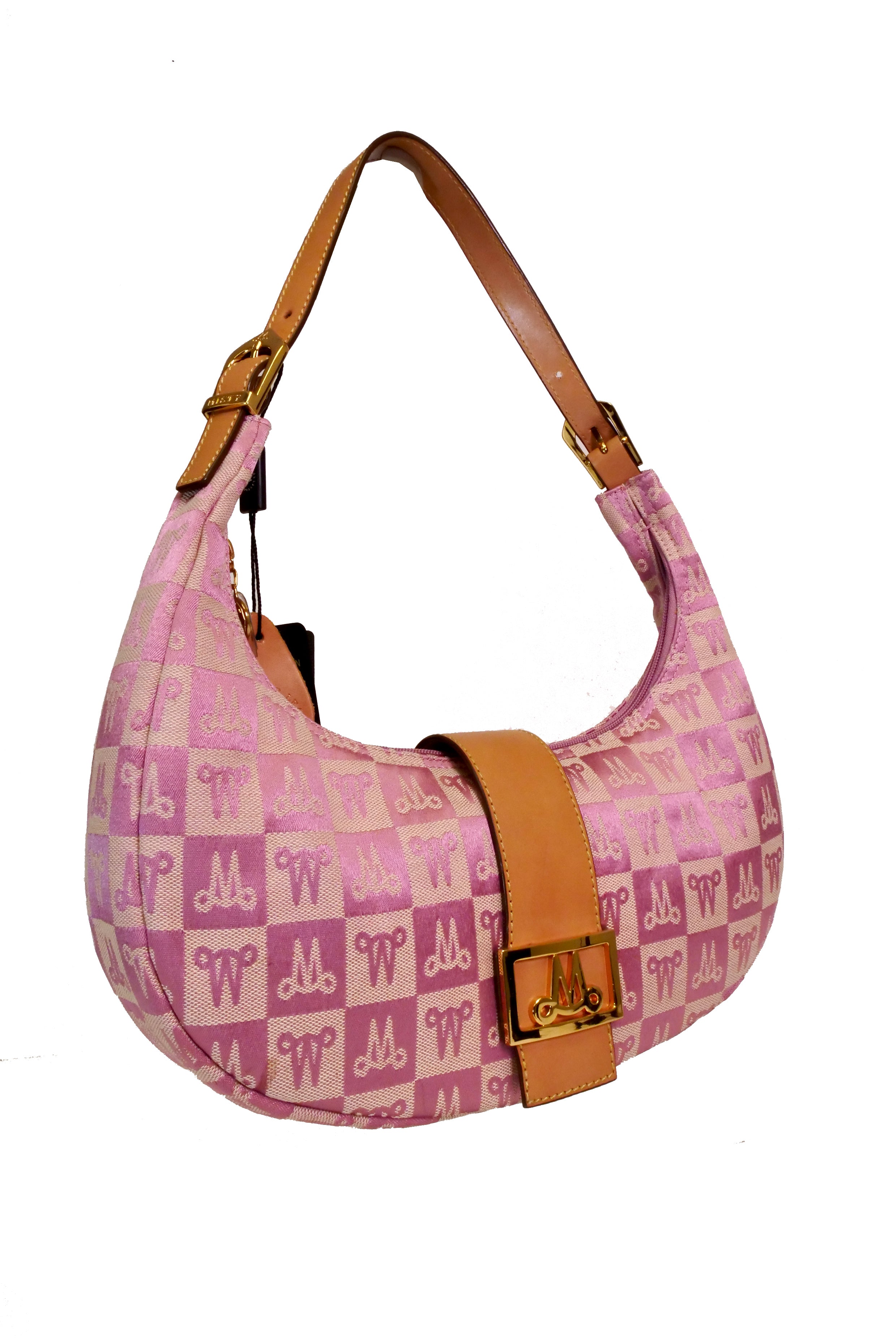 Misty Genuine Cowhide Leather Monogram Shoulder Hobo Bag  [Made in Italy]